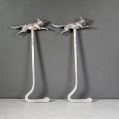 Early 20th c. Silver Equestrian Fox Boots Pulls-Made in England c.1920