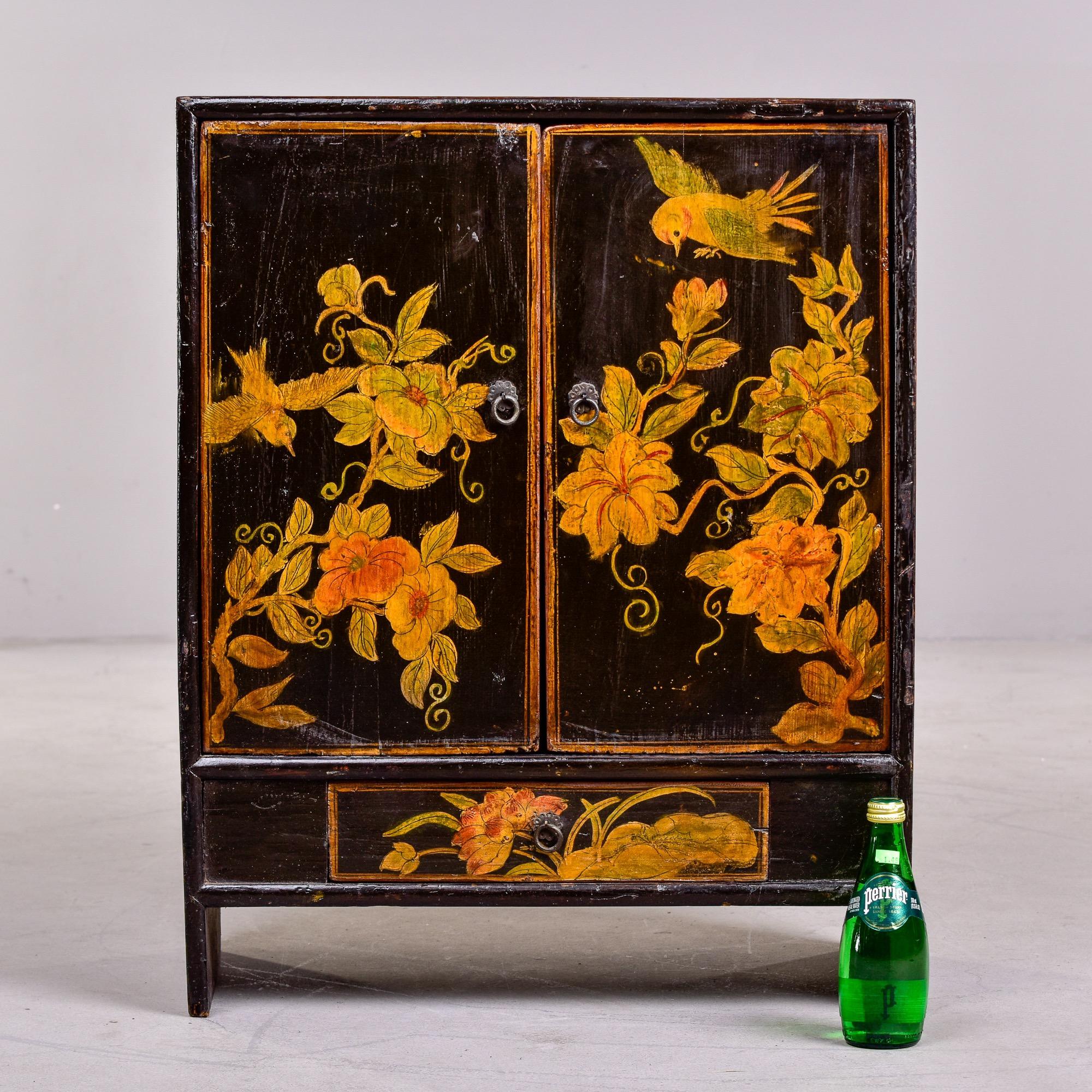 Early 20th C Small Painted Chinese Cabinet with Birds 2