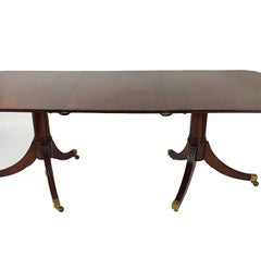 Early 20th Century Solid Mahogany Twin Pillar Dining Table