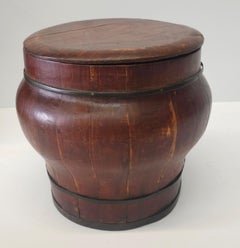 Early 20th C. South East Asian Covered Wood & Iron Bounded Bucket Planter