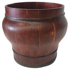 Early 20th C. South East Asian Covered Wood & Iron Bounded Bucket Planter