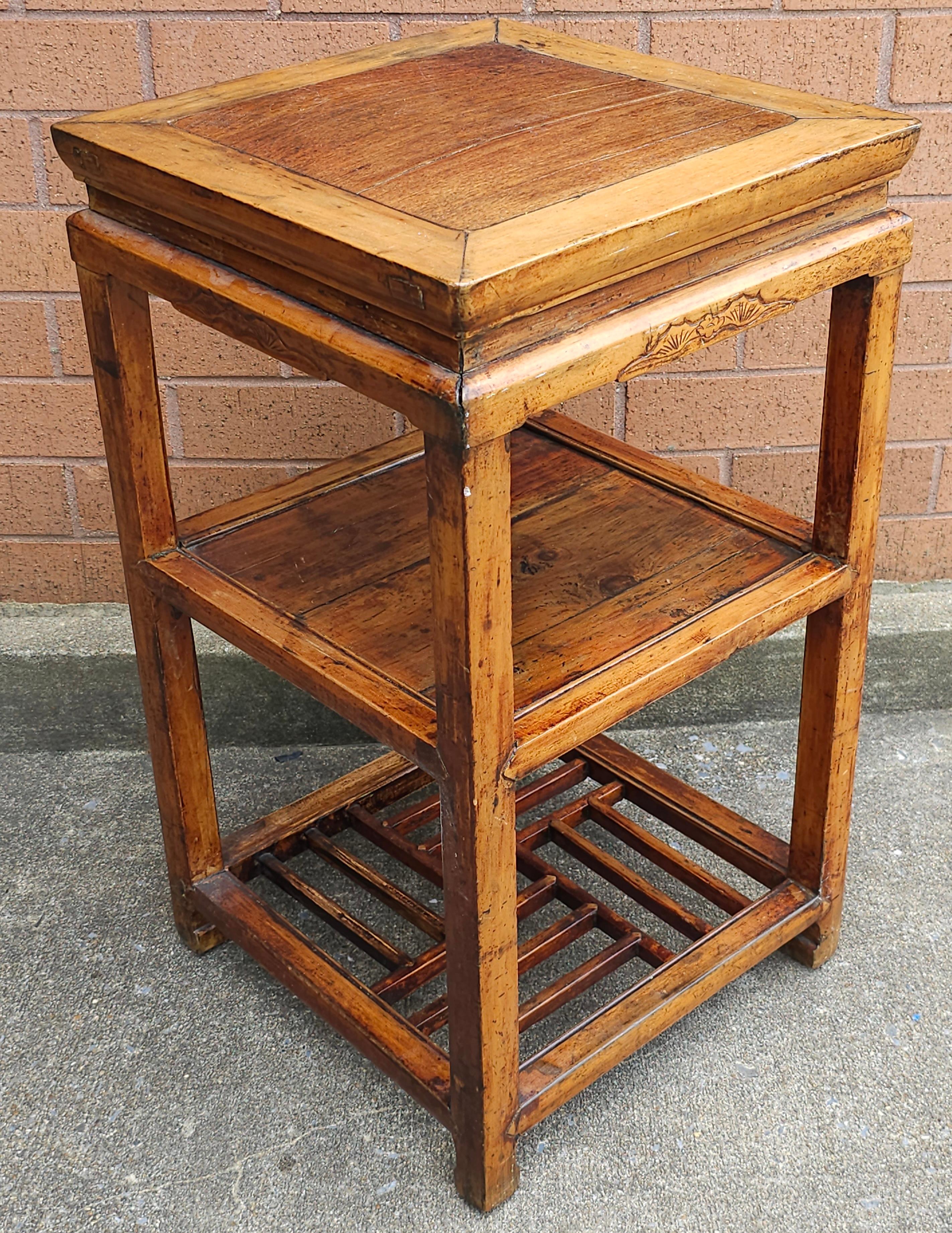 Chinese 19th Century South East Asian Three-Tier Elmwood Side Table For Sale