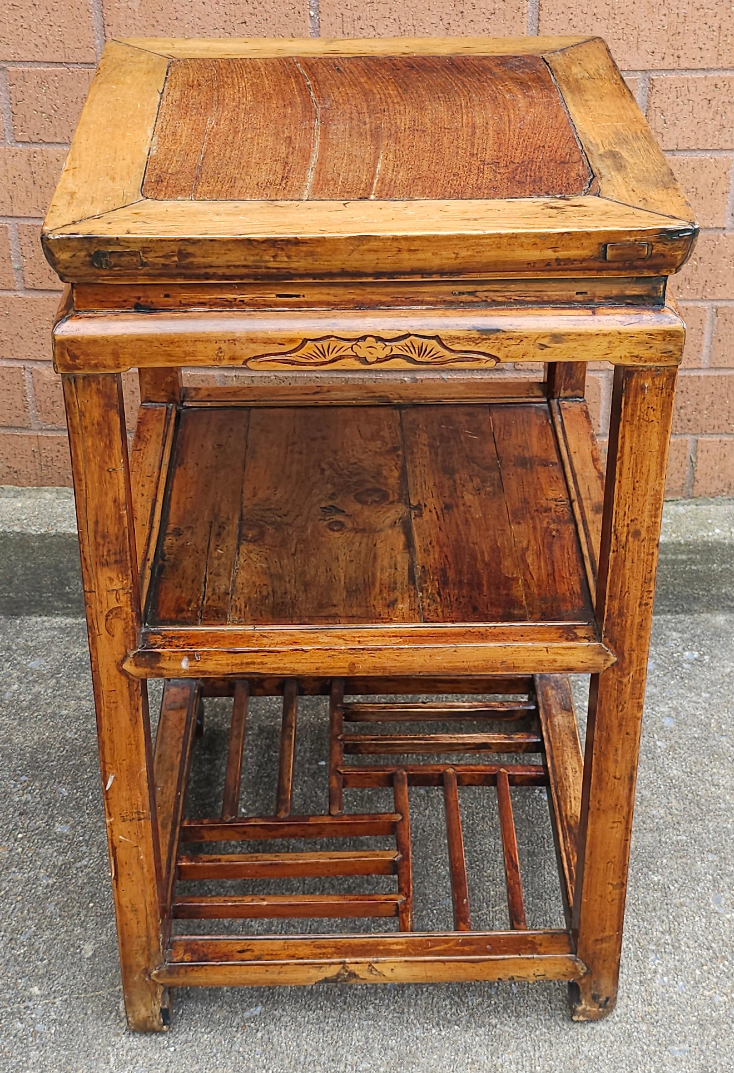 19th Century South East Asian Three-Tier Elmwood Side Table For Sale 1