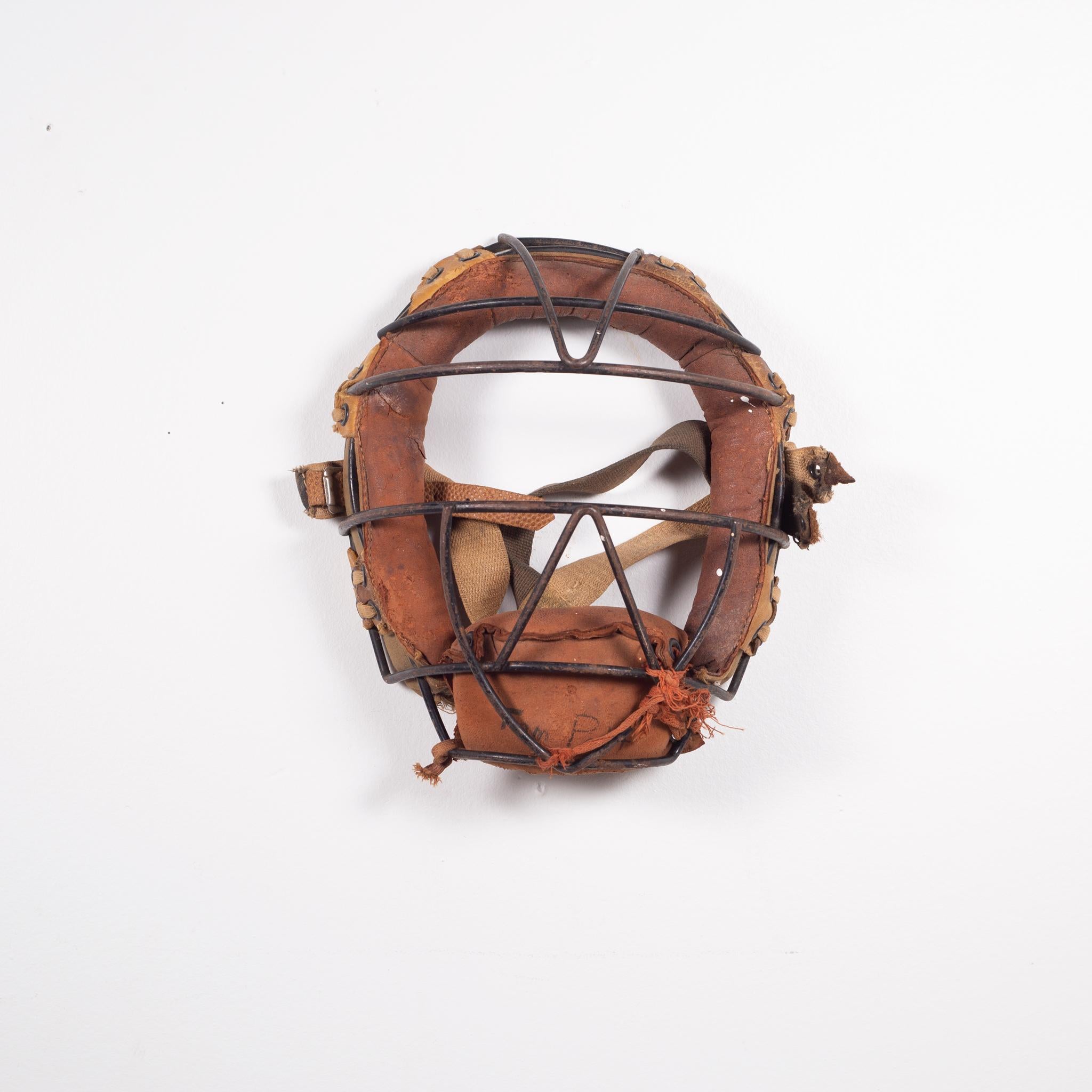 Industrial Early 20th C. Steel and Leather Catcher's Mask c.1930
