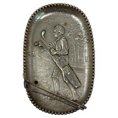 Cenicero para puros de plata de ley de principios del siglo XX con temática de golf de Unger Bros. Nueva Jersey