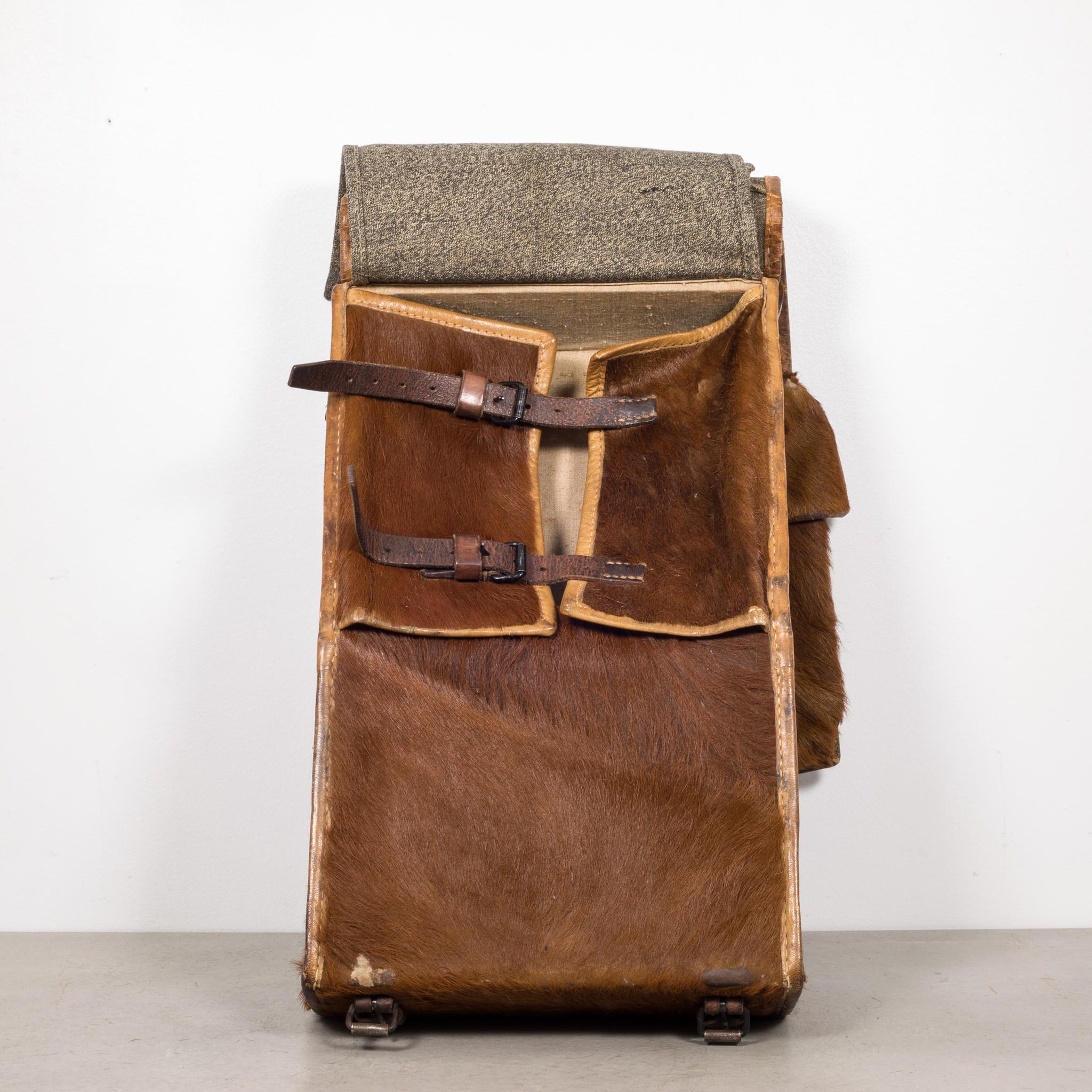 Early 20th Century Swiss Army Cowhide Backpack, circa 1945 In Good Condition In San Francisco, CA