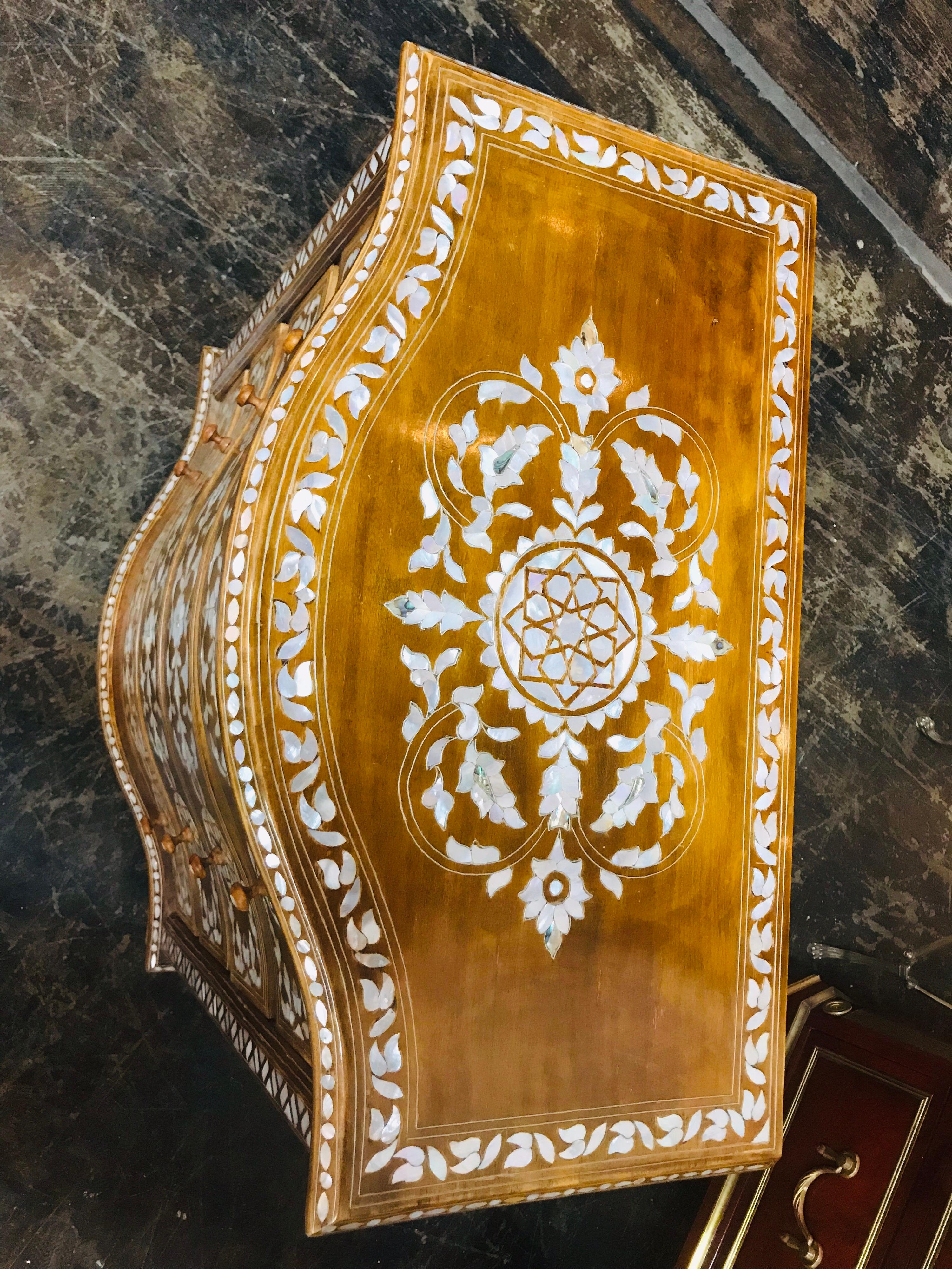 Early 20th Century Syrian Mother of Pearl Inlaid Chest In Good Condition In Dallas, TX