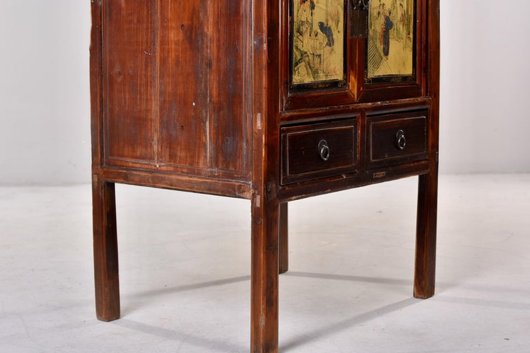 Early 20th C Tall Narrow Chinese Cabinet with Painted Opera Scenes For Sale 5