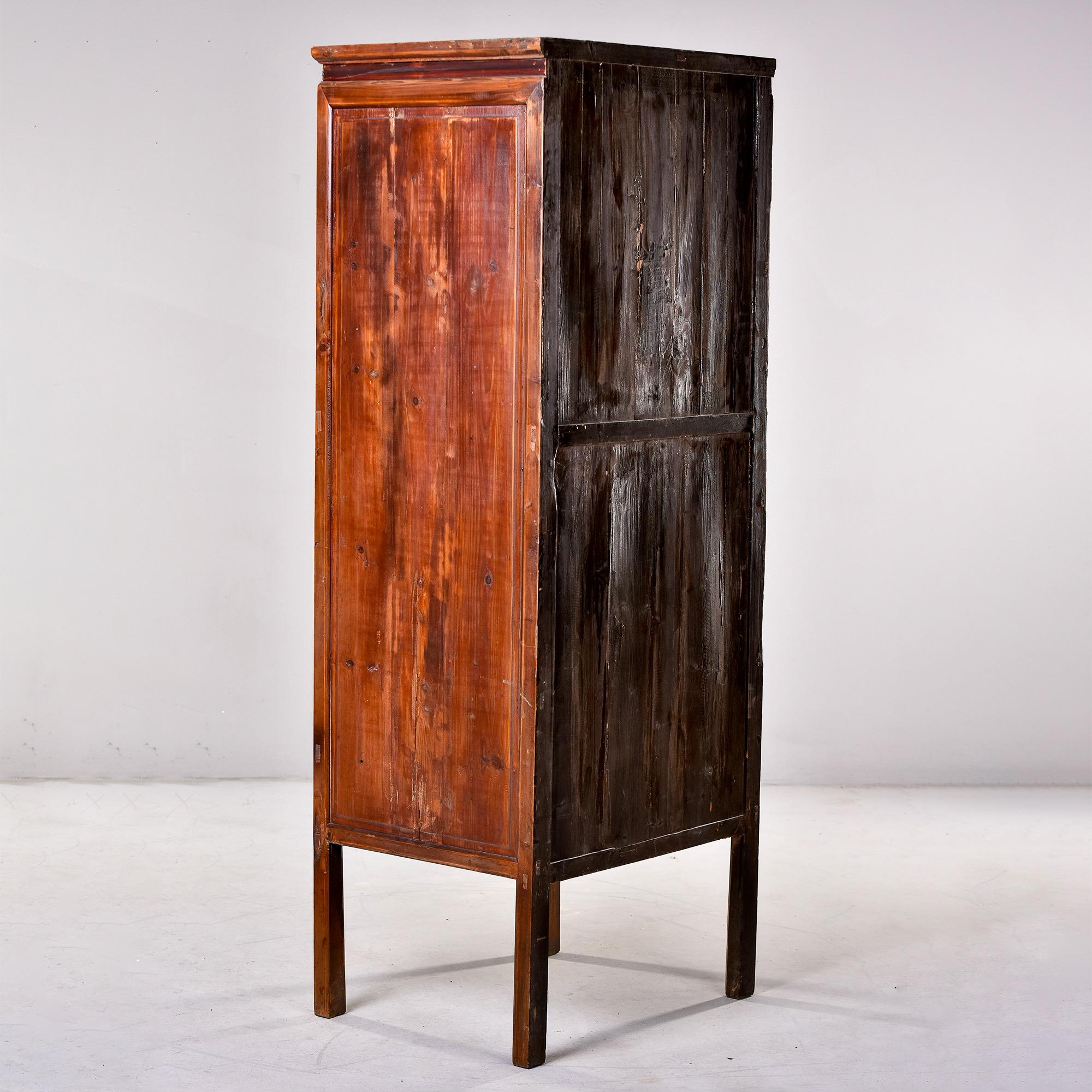 Early 20th C Tall Narrow Chinese Cabinet with Painted Opera Scenes For Sale 4