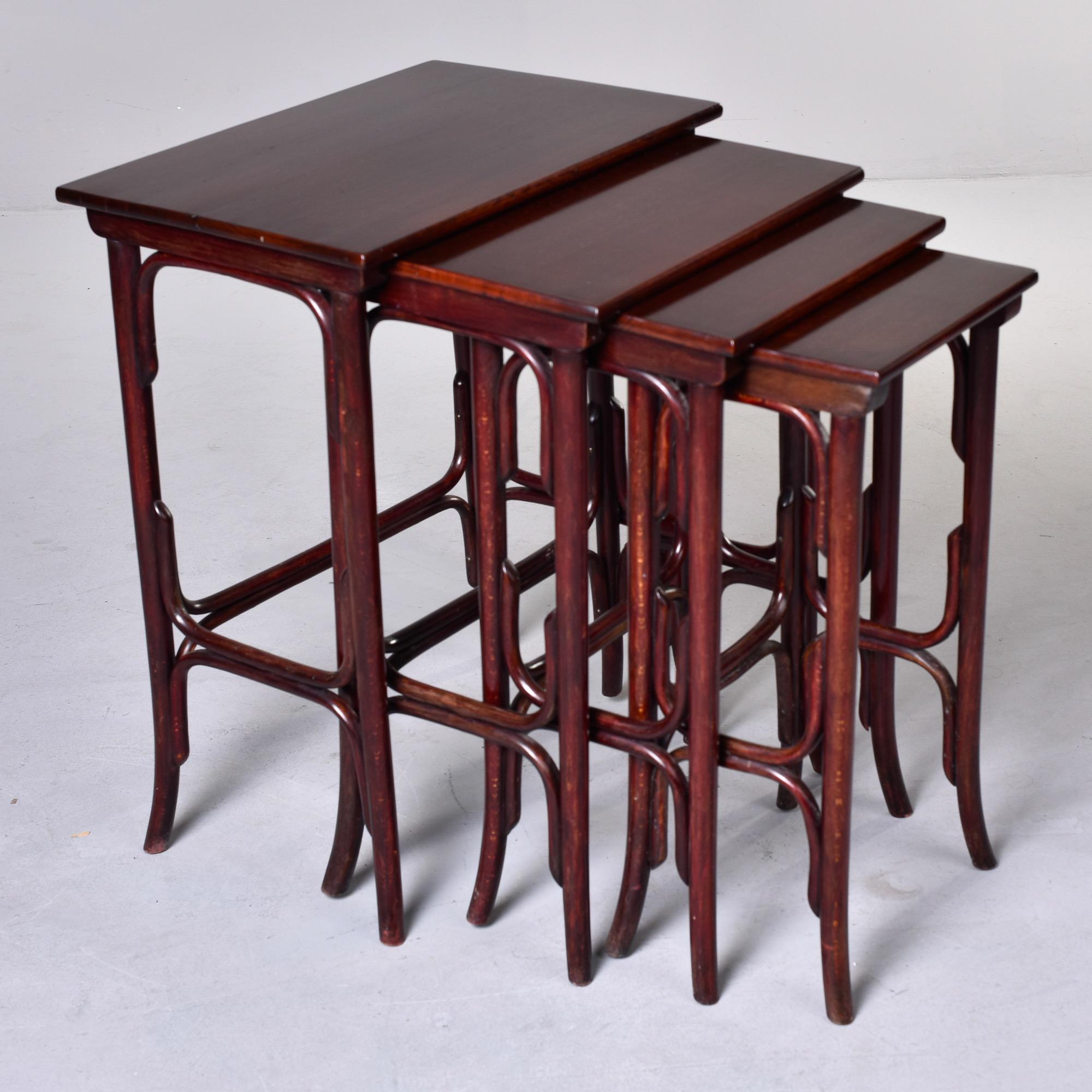 Early 20th C Thonet Quartetto Nesting Tables In Good Condition For Sale In Troy, MI