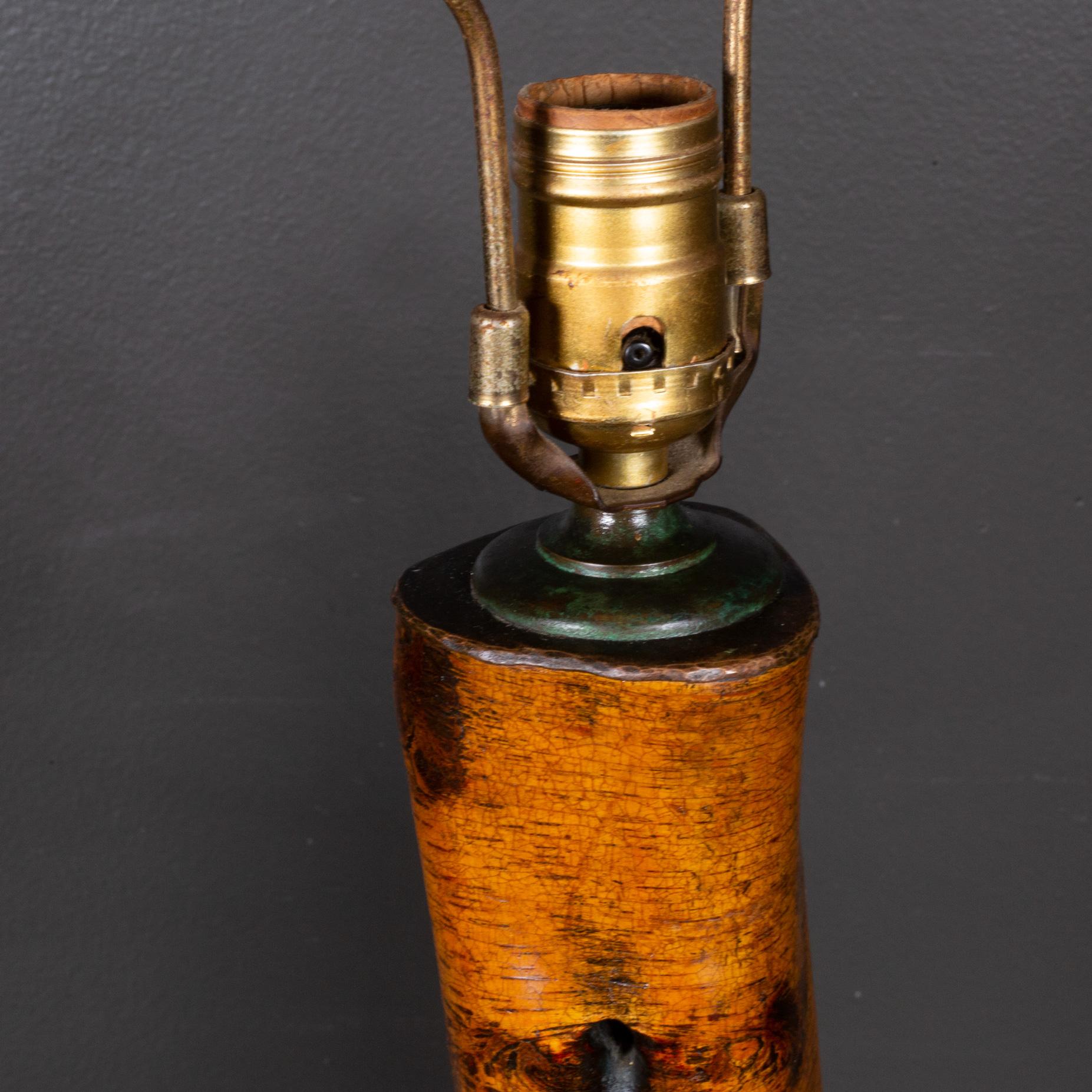 Anfang 20. Jh. Trunklampen aus Birkenholz mit Bronzekragen ca. 1920-1940 im Angebot 1