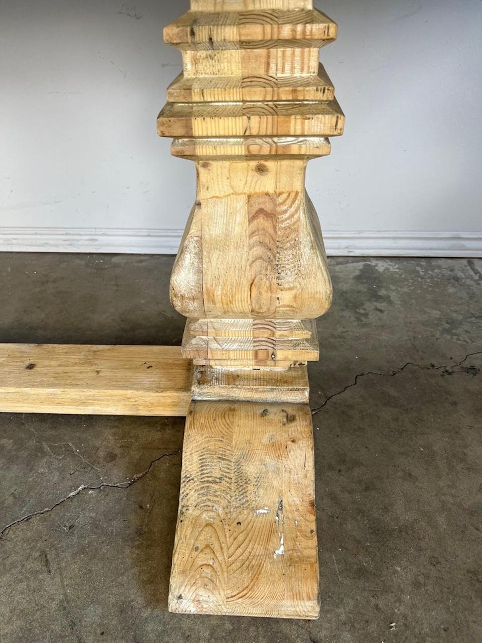 Early 20th C.  Tuscan Style Pine Dining Table w/ Leaves For Sale 5