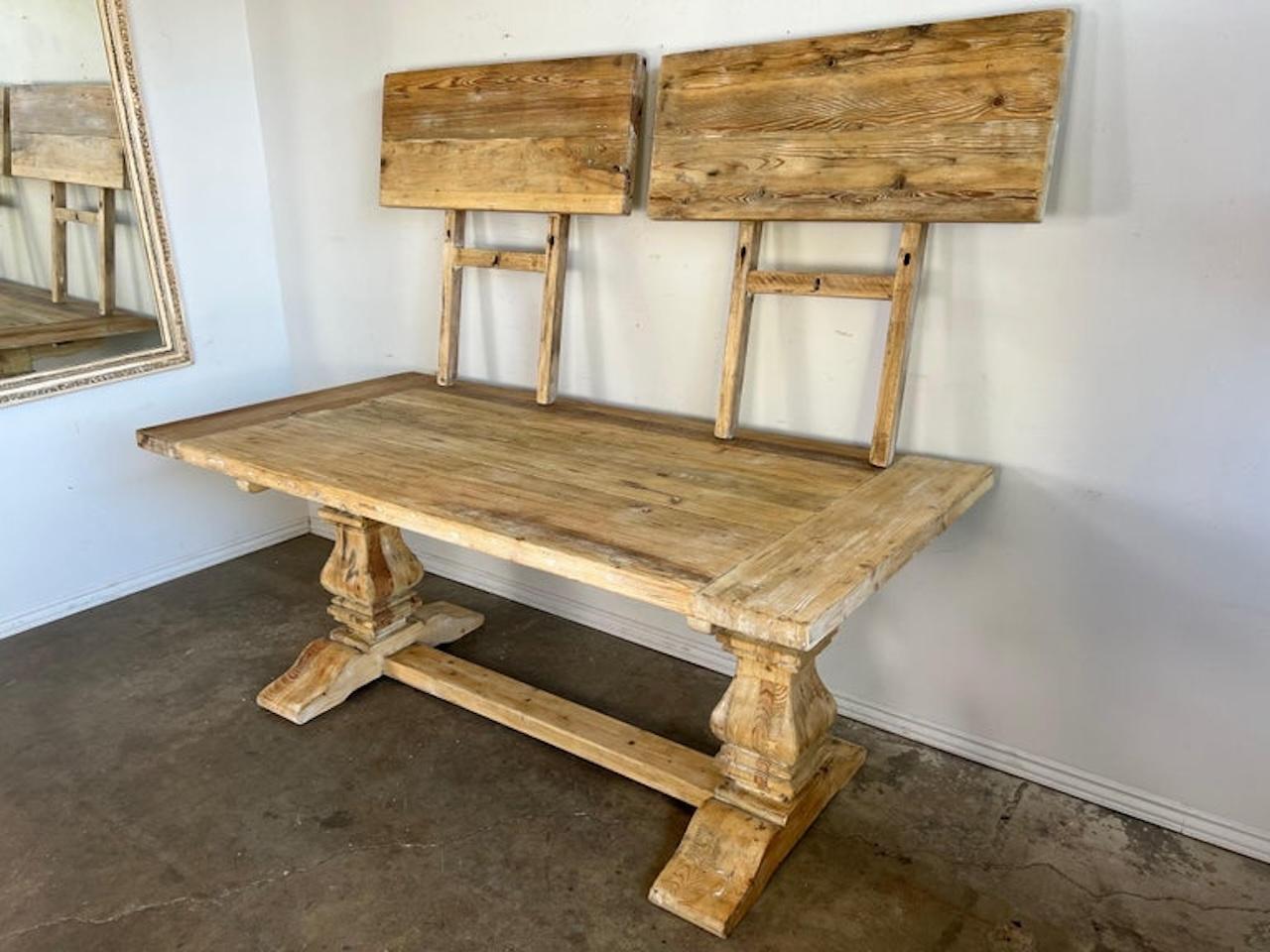 Bleached Early 20th C.  Tuscan Style Pine Dining Table w/ Leaves For Sale