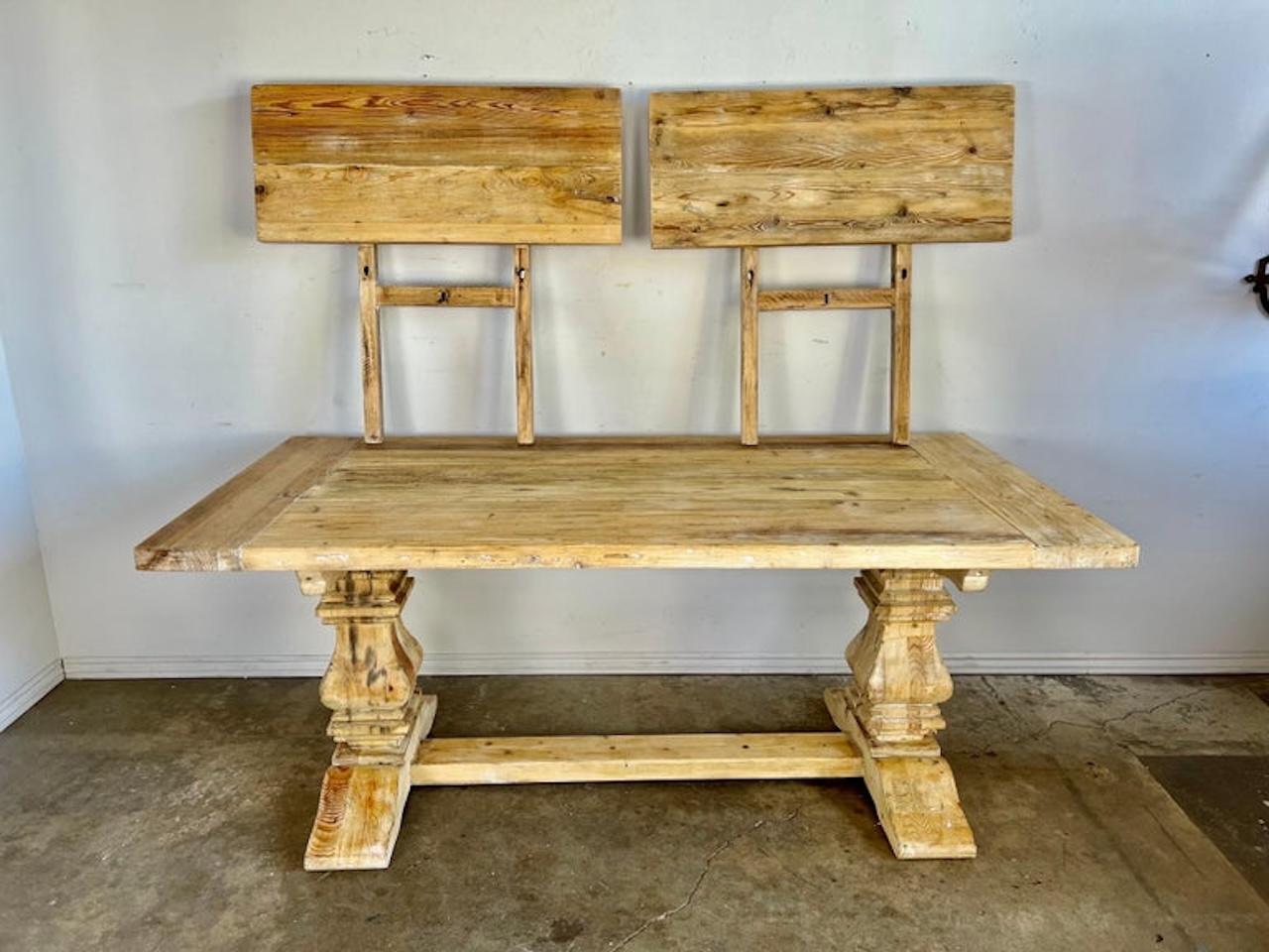 Early 20th C.  Tuscan Style Pine Dining Table w/ Leaves In Distressed Condition For Sale In Los Angeles, CA
