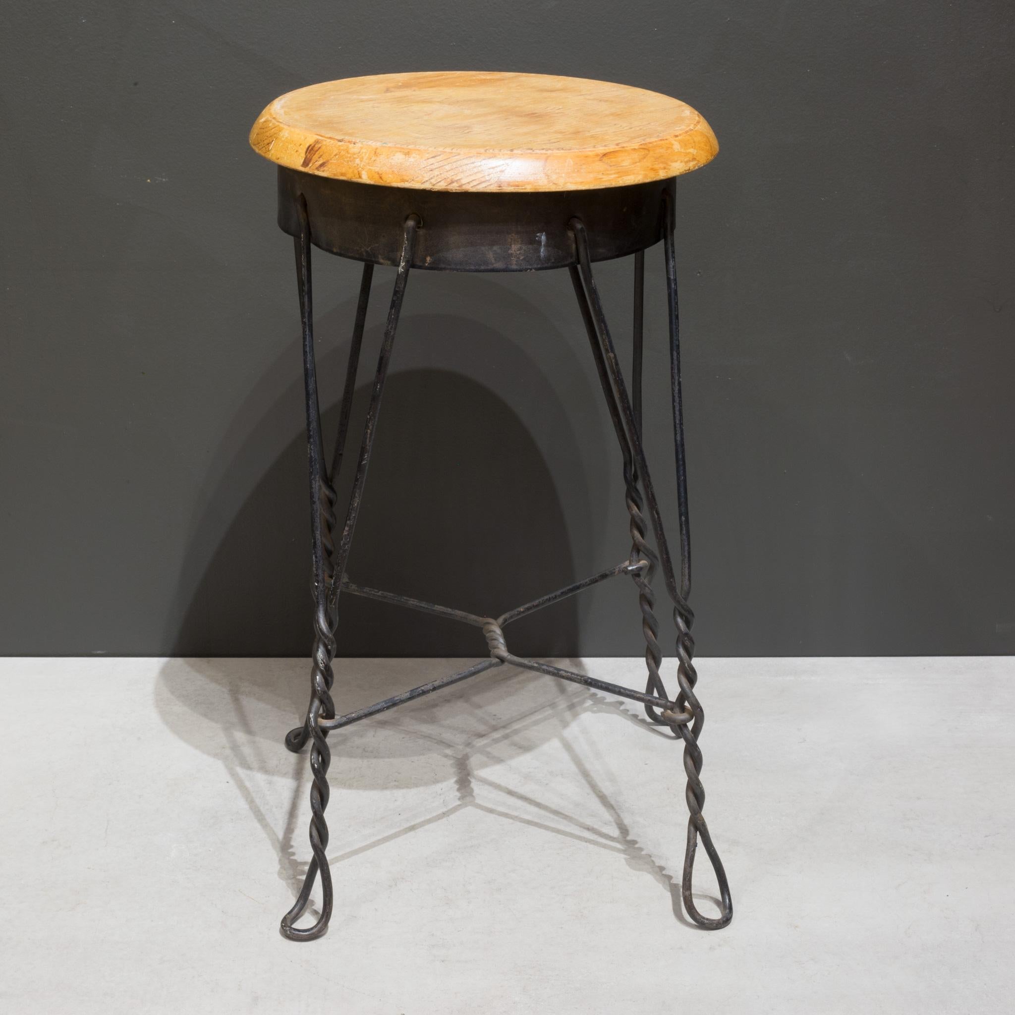 20th Century Early 20th C. Twisted Wire Fixed Small Stool, c.1940 For Sale