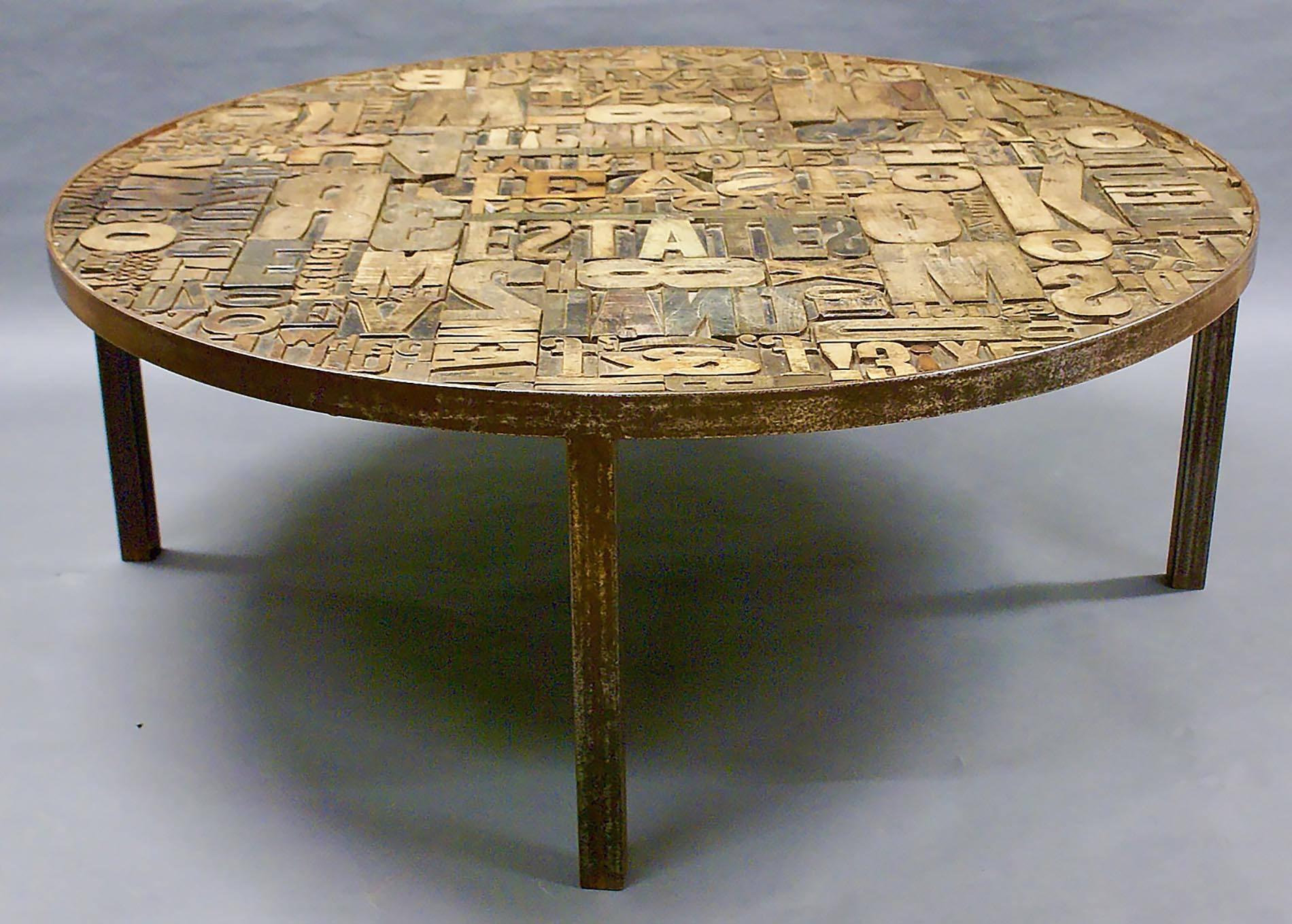 Early 20th Century Unusual Wood Letter Block Coffee Table In Good Condition In London, GB