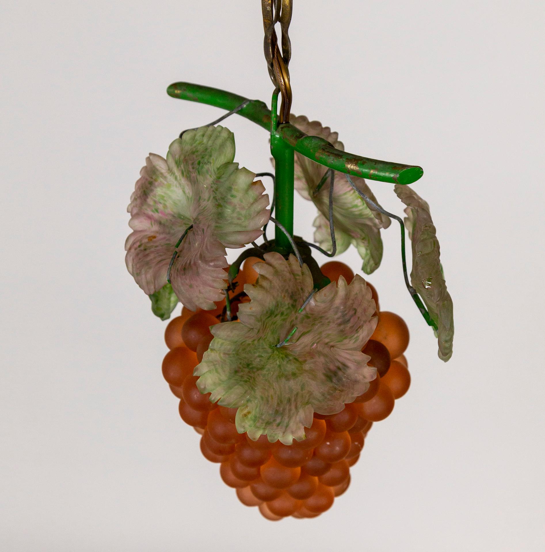 Italian Early 20th C. Glass Grape Bunch Pendant Light (3 available) For Sale 7