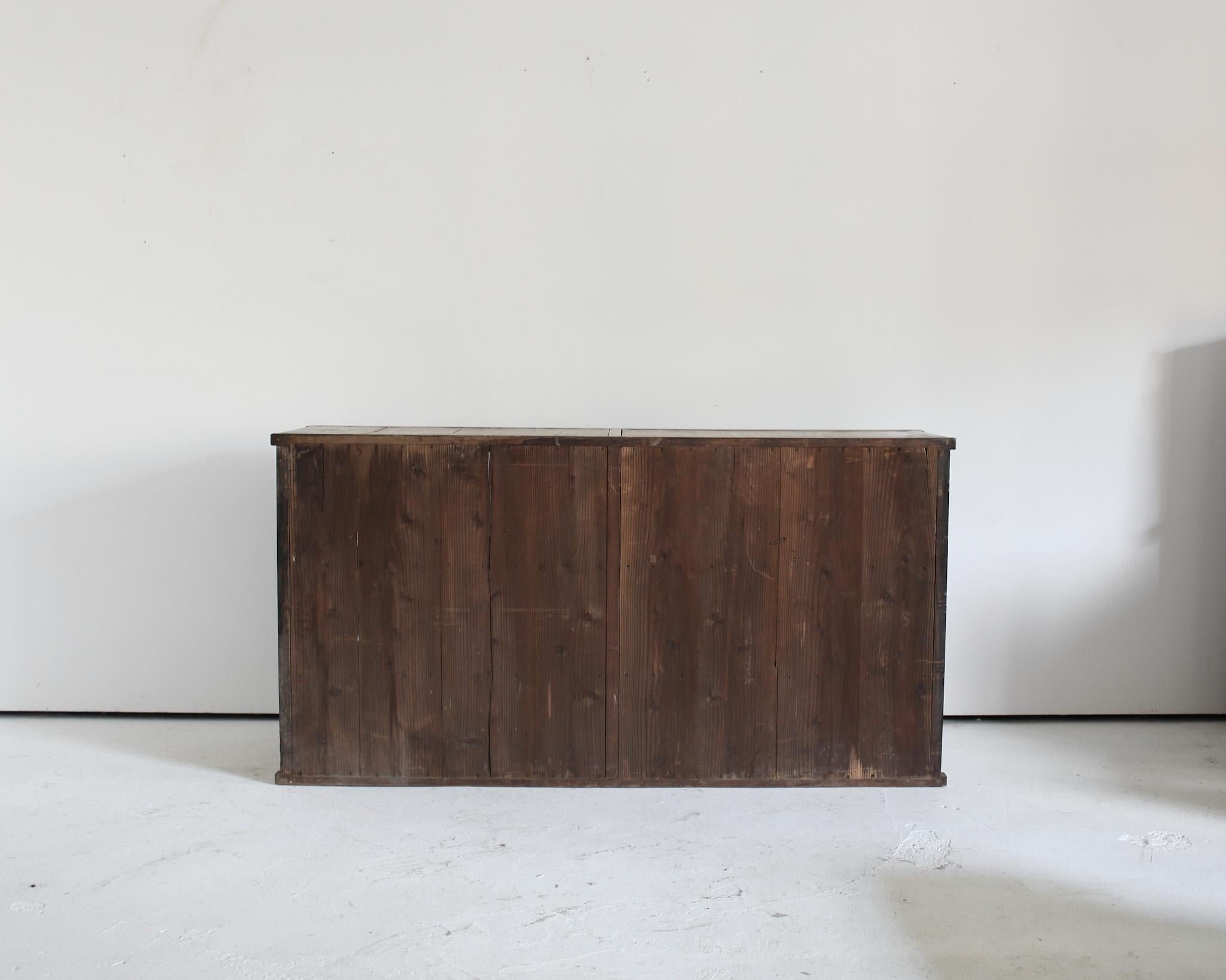 Early 20Th C. Wabi Sabi Glass & Cedar Japanese Tansu Sideboard 6