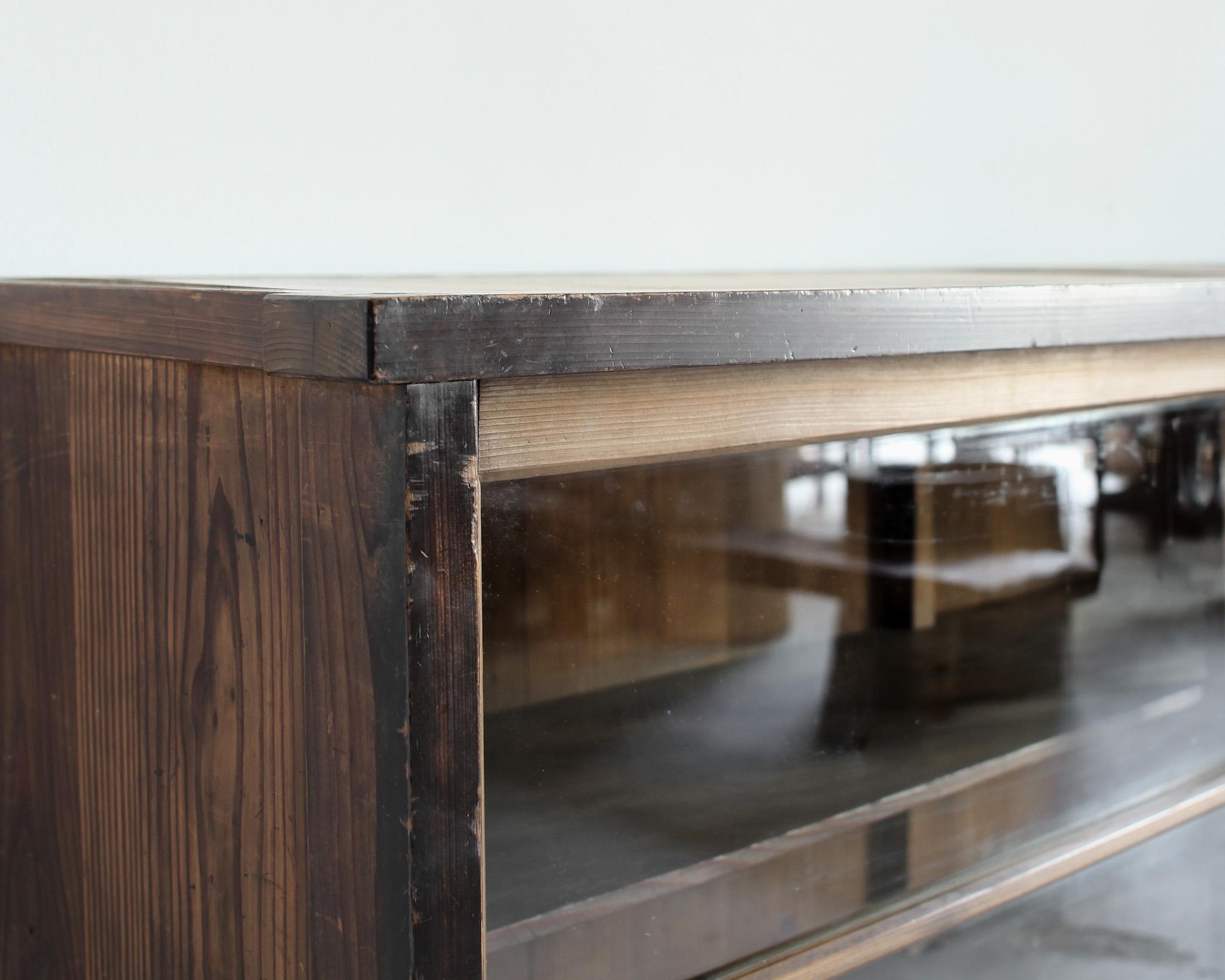 Early 20Th C. Wabi Sabi Glass & Cedar Japanese Tansu Sideboard 4