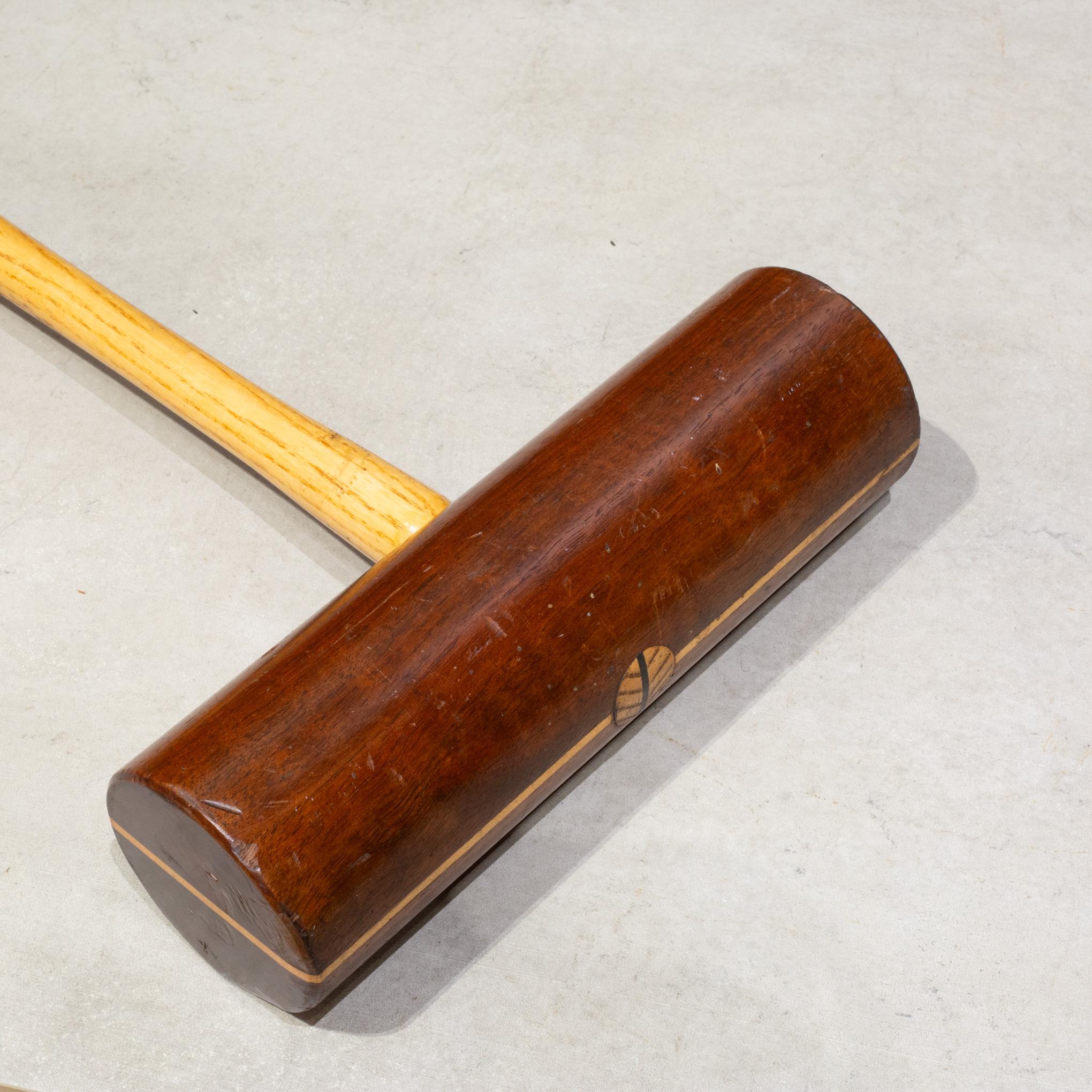ABOUT

A vintage Walnut croquet mallet with inlay Maple wood. 

    CREATOR Unknown. 
    DATE OF MANUFACTURE c.1920-1950. 
    MATERIALS AND TECHNIQUES Walnut, Maple. 
    CONDITION Good. Wear consistent with age and use.
    DIMENSIONS H 38 in. W