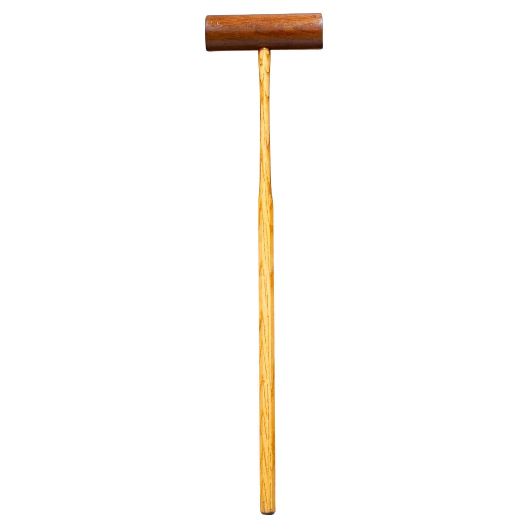 Early 20th c. Walnut and Maple Inlay Croquet Mallet For Sale