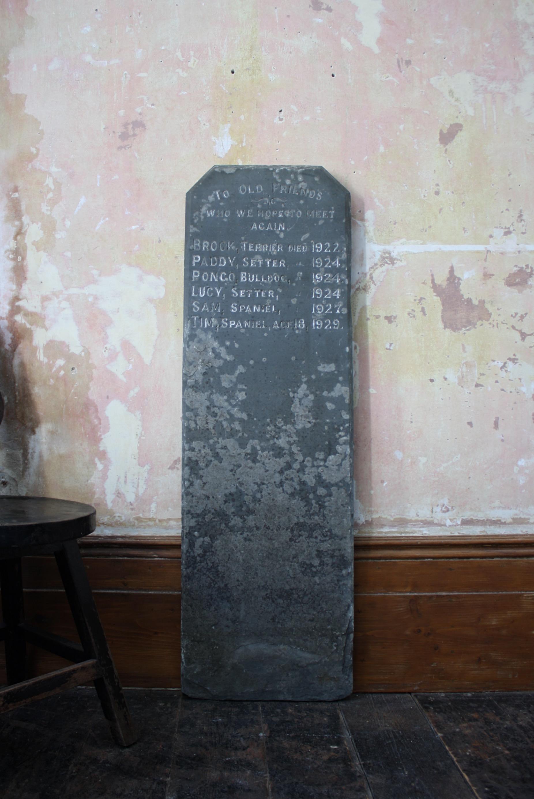 Early 20th C Welsh Slate Dog Grave Marker Tomb Stone Memento Mori  5