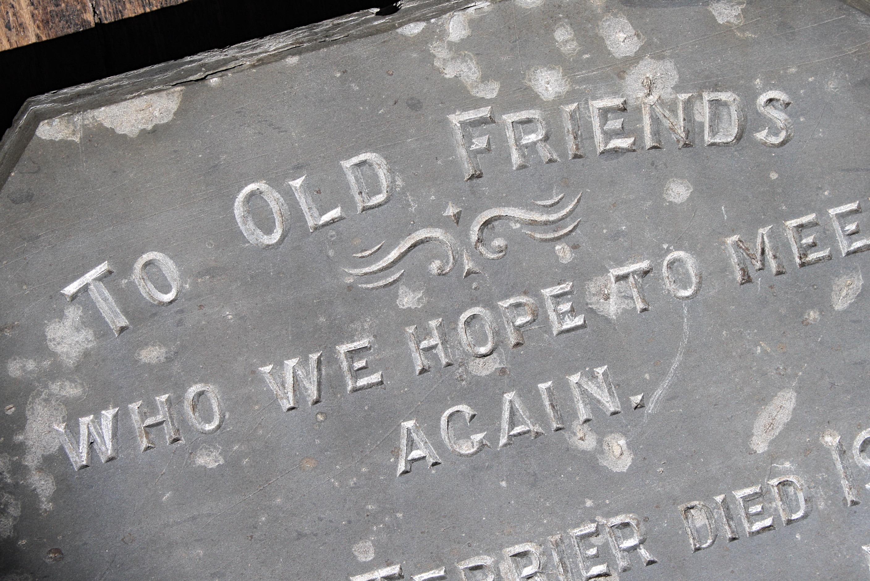 Early 20th C Welsh Slate Dog Grave Marker Tomb Stone Memento Mori  9