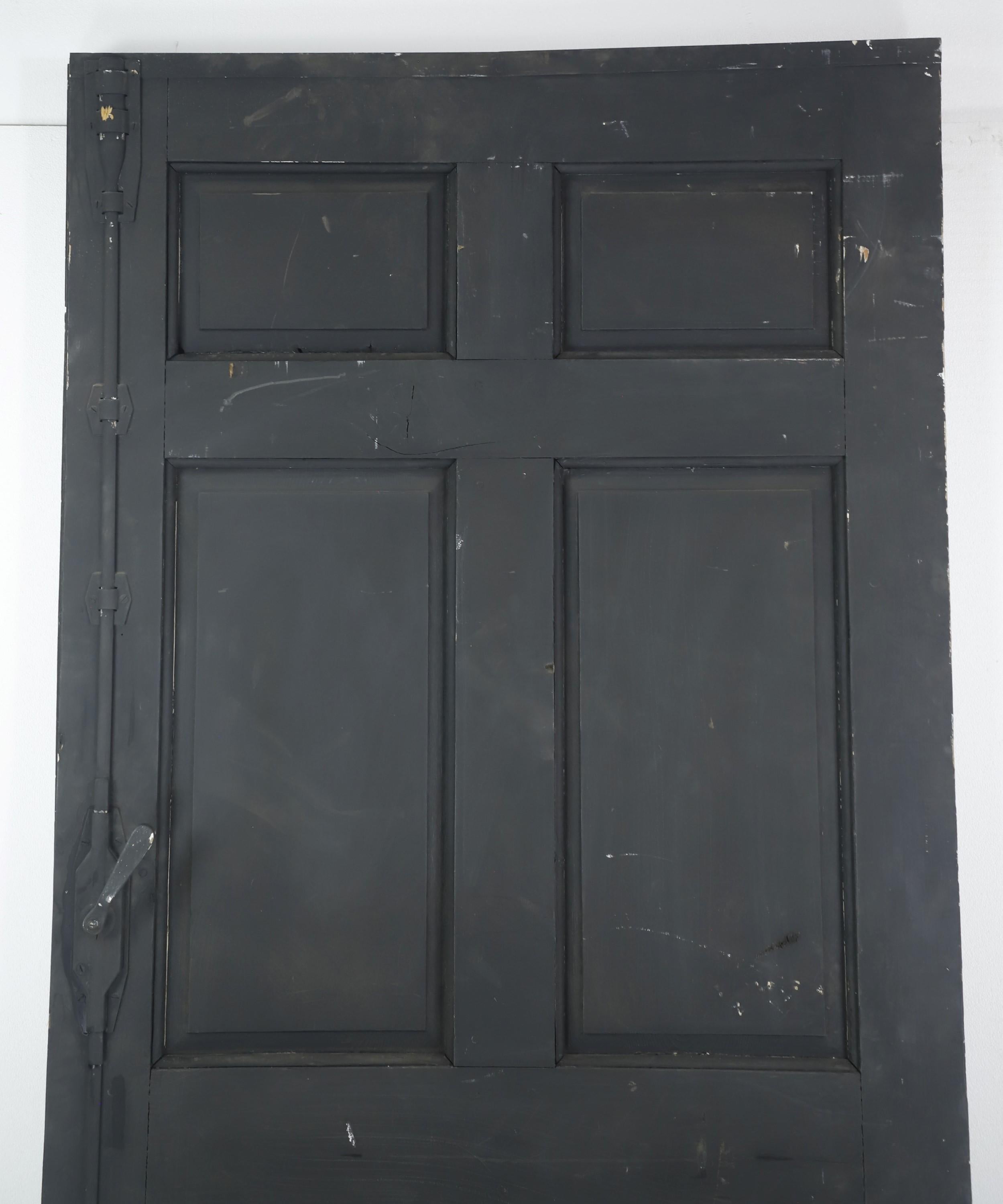 Early 20th Century Wide 6 Pane Dark Wood Door For Sale 8