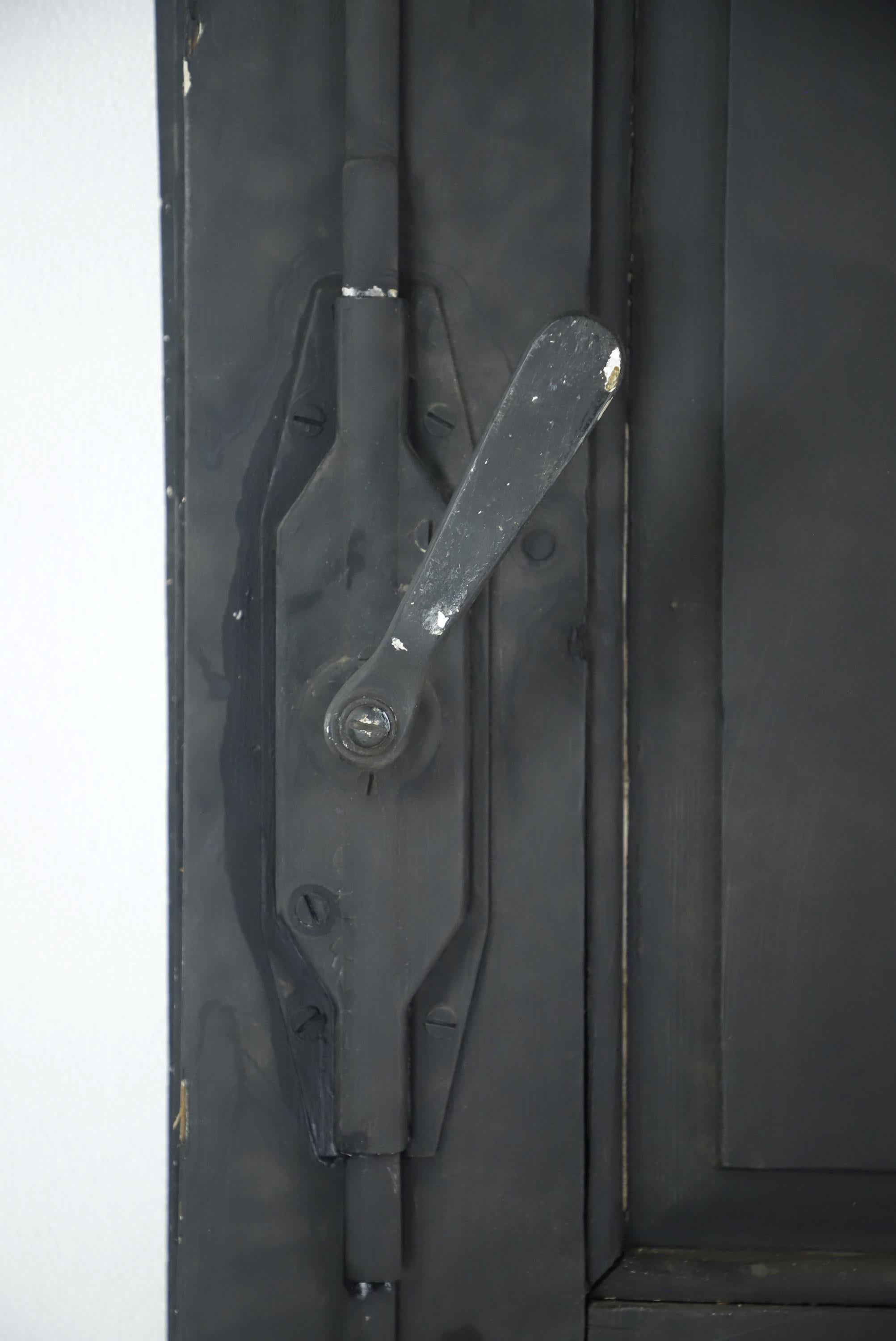 Early 20th Century Wide 6 Pane Dark Wood Door For Sale 9