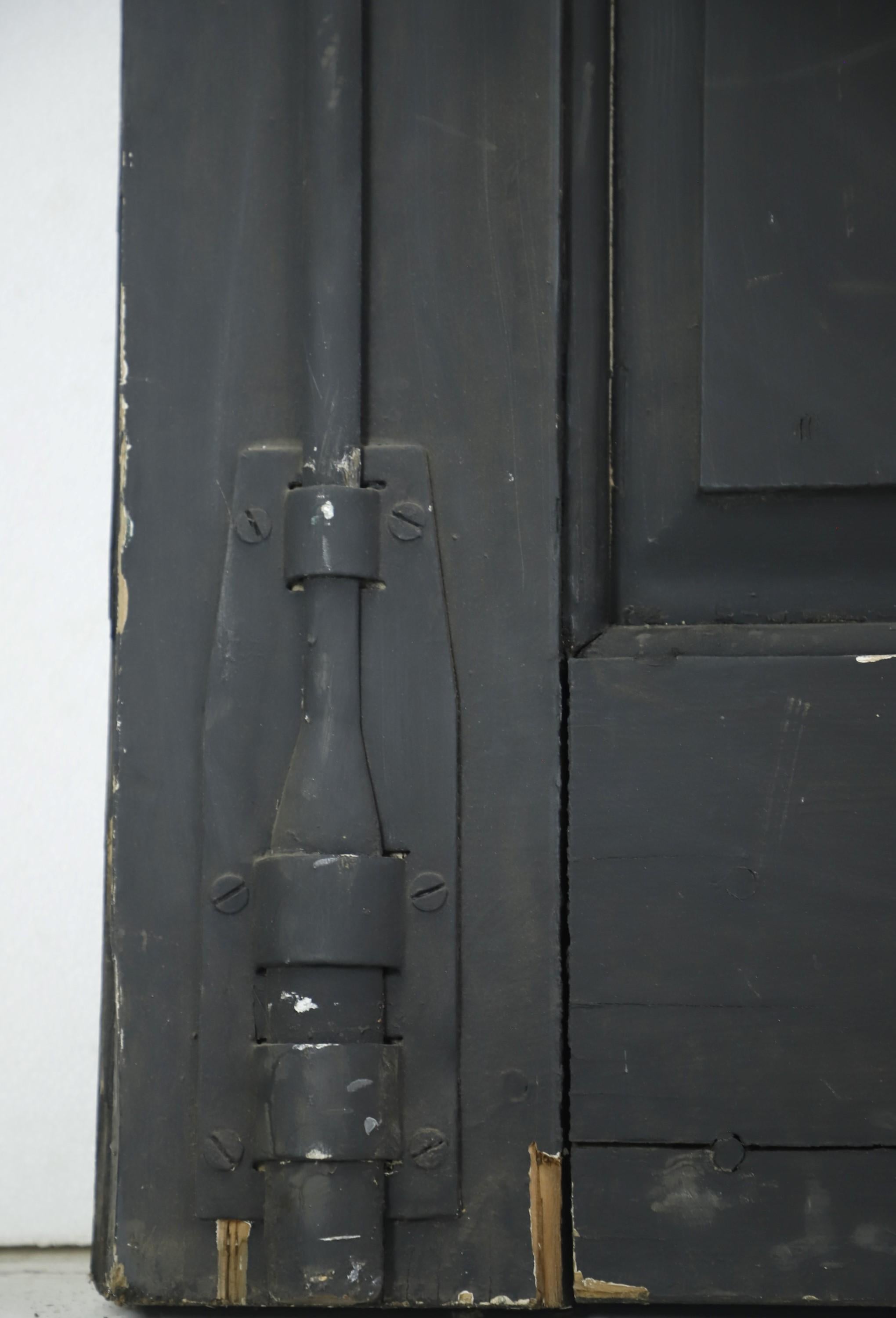 Early 20th Century Wide 6 Pane Dark Wood Door For Sale 10