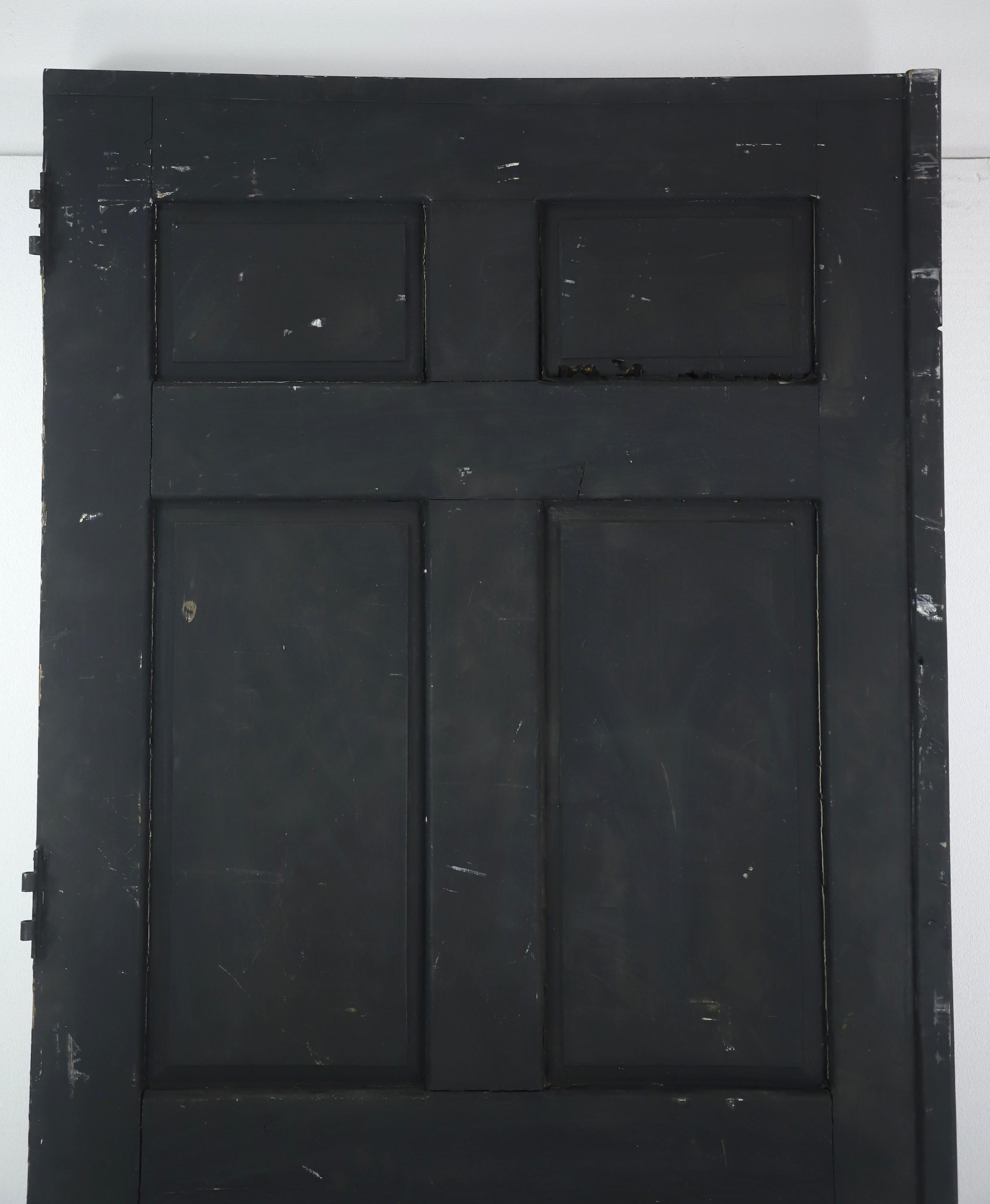 Early 20th Century Wide 6 Pane Dark Wood Door In Good Condition For Sale In New York, NY