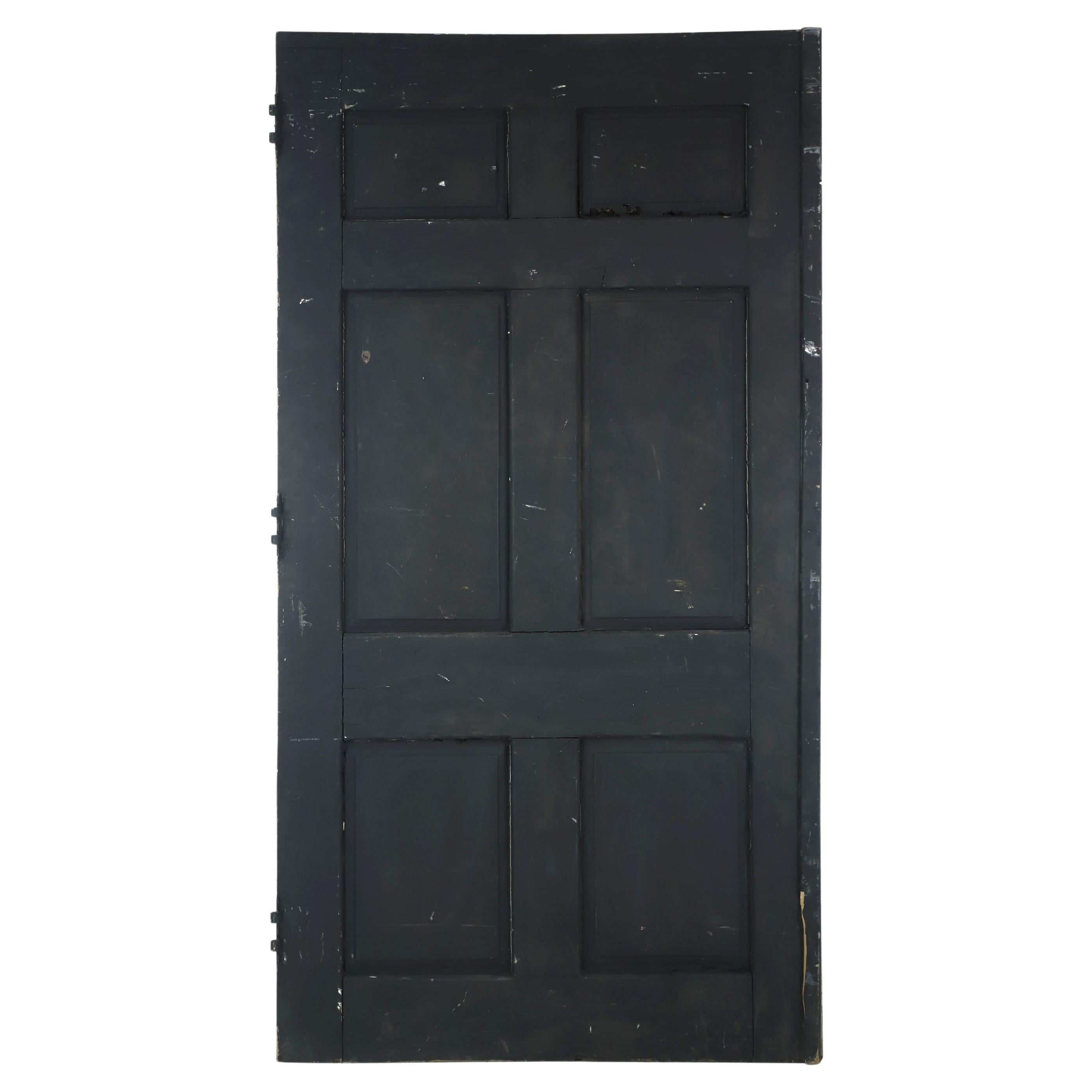 Early 20th Century Wide 6 Pane Dark Wood Door For Sale