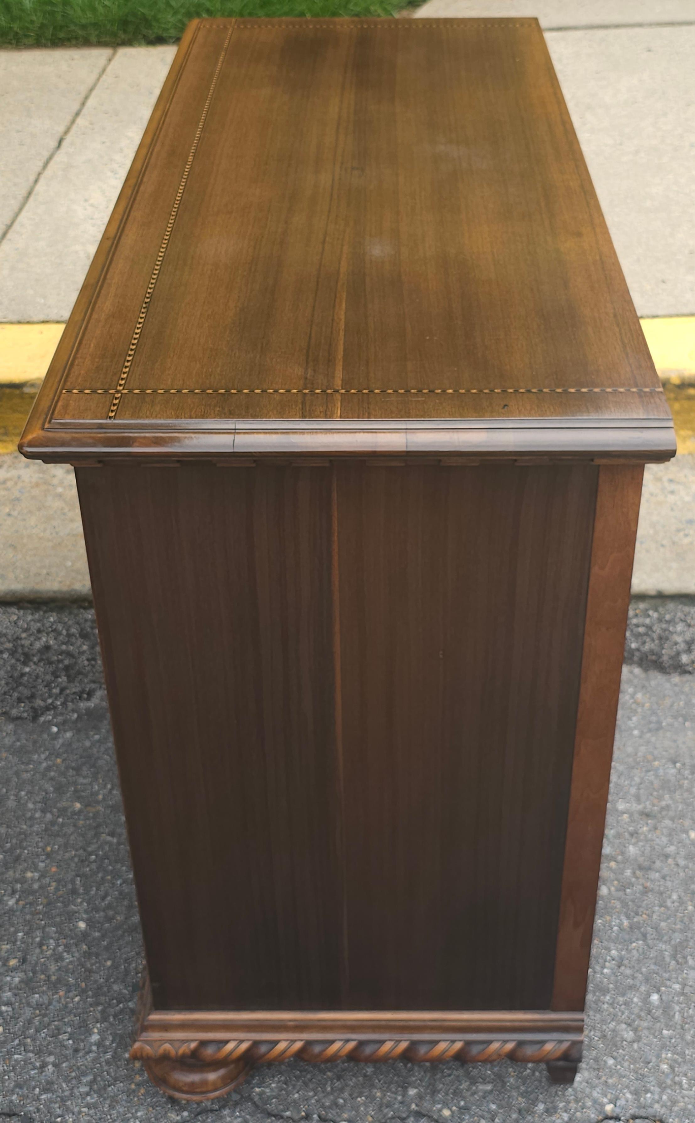 Early 20th C William and Mary Brazilian Rosewood and Burl Walnut Inlaid Cabinet For Sale 2
