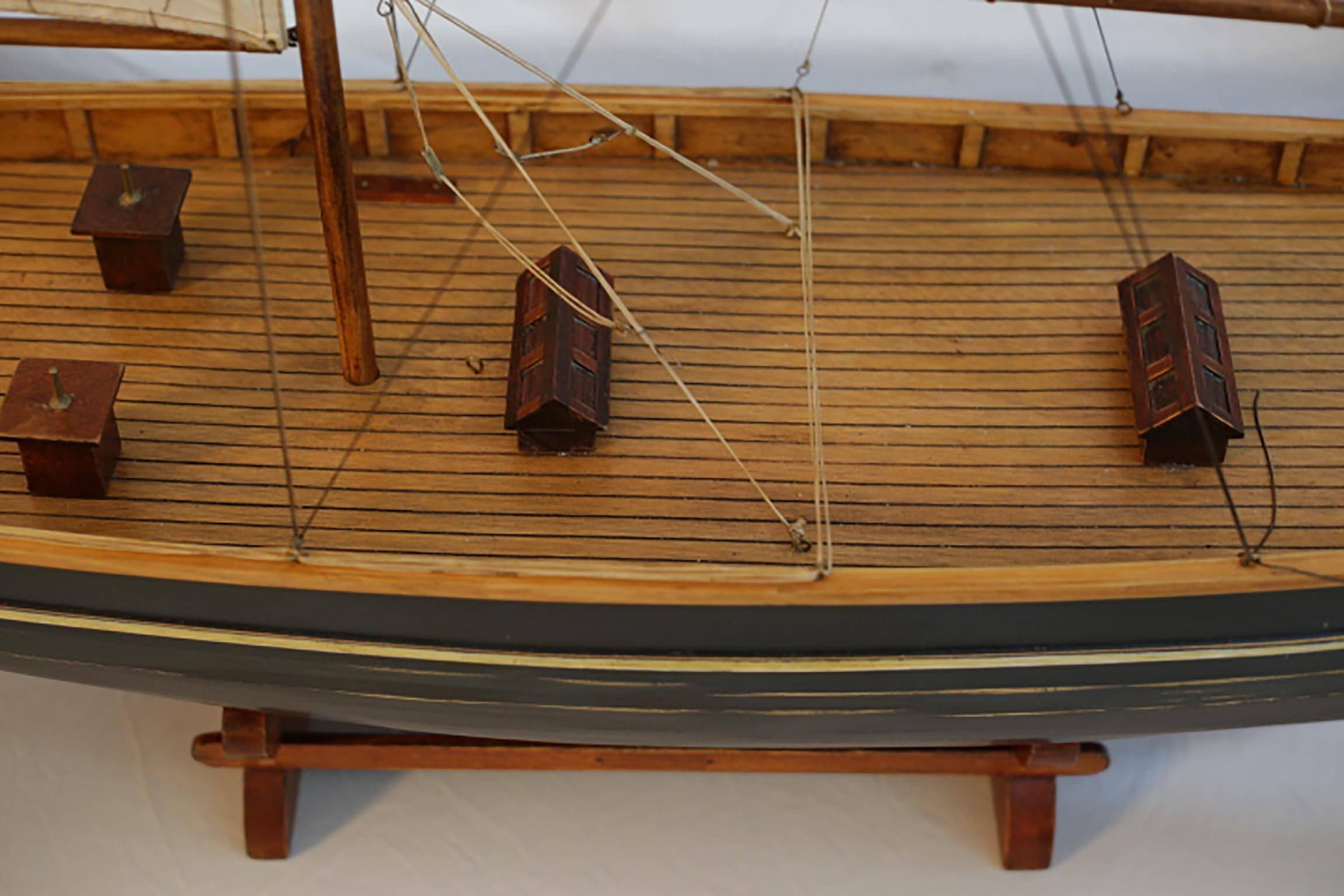 Early 20th Century Wood and Brass Monumental Ship Model, circa 1940s 4