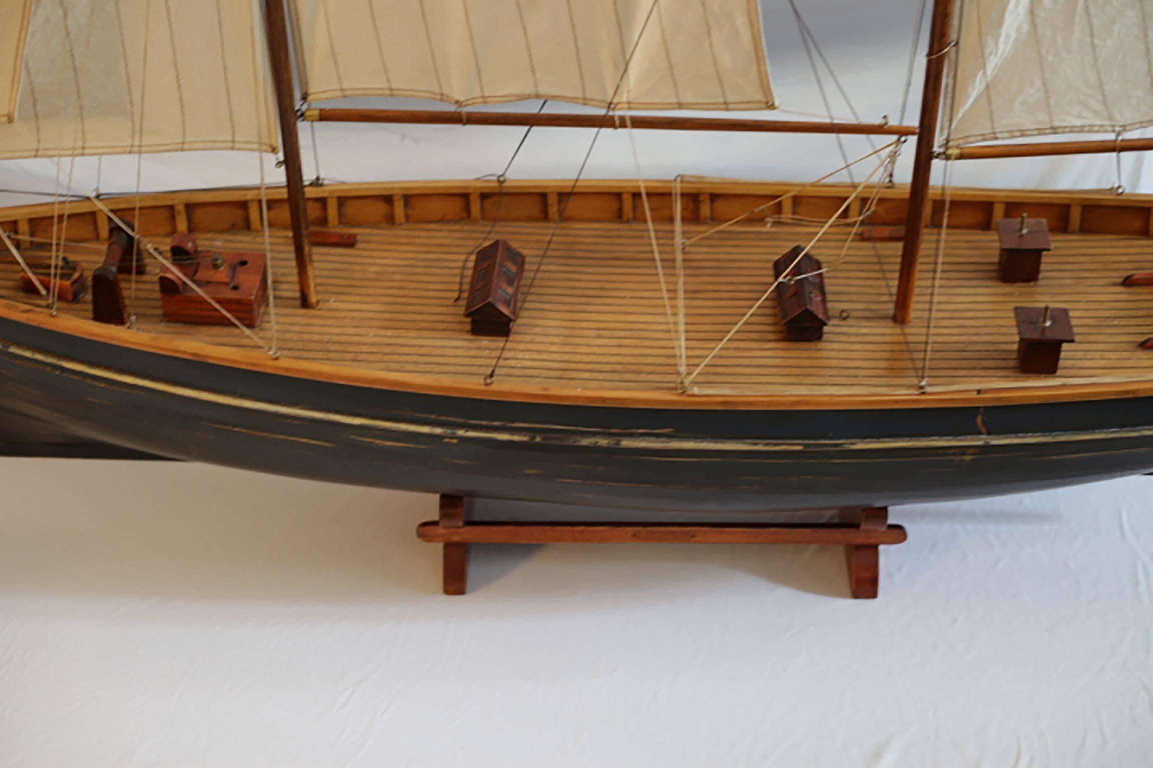 Early 20th Century Wood and Brass Monumental Ship Model, circa 1940s 7