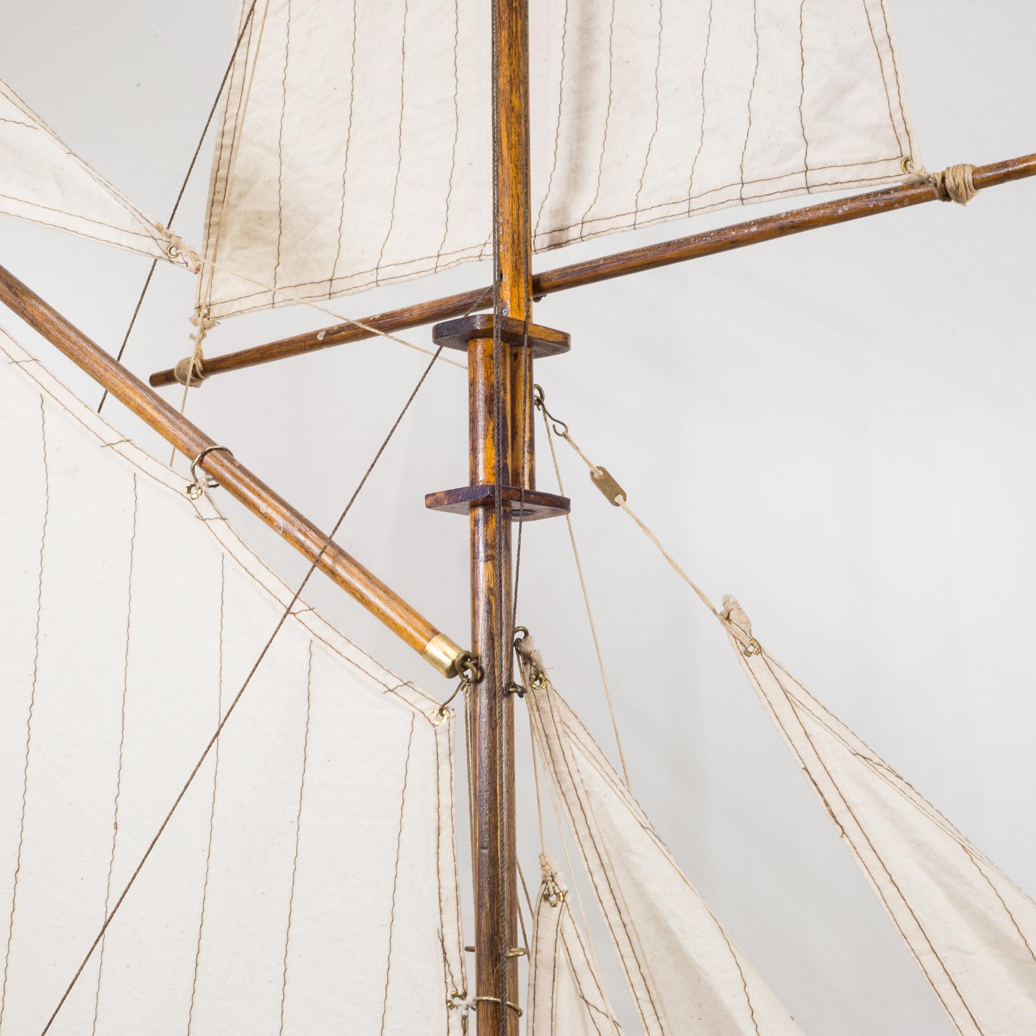 Early 20th Century Wood and Brass Monumental Ship Model, circa 1940s 11