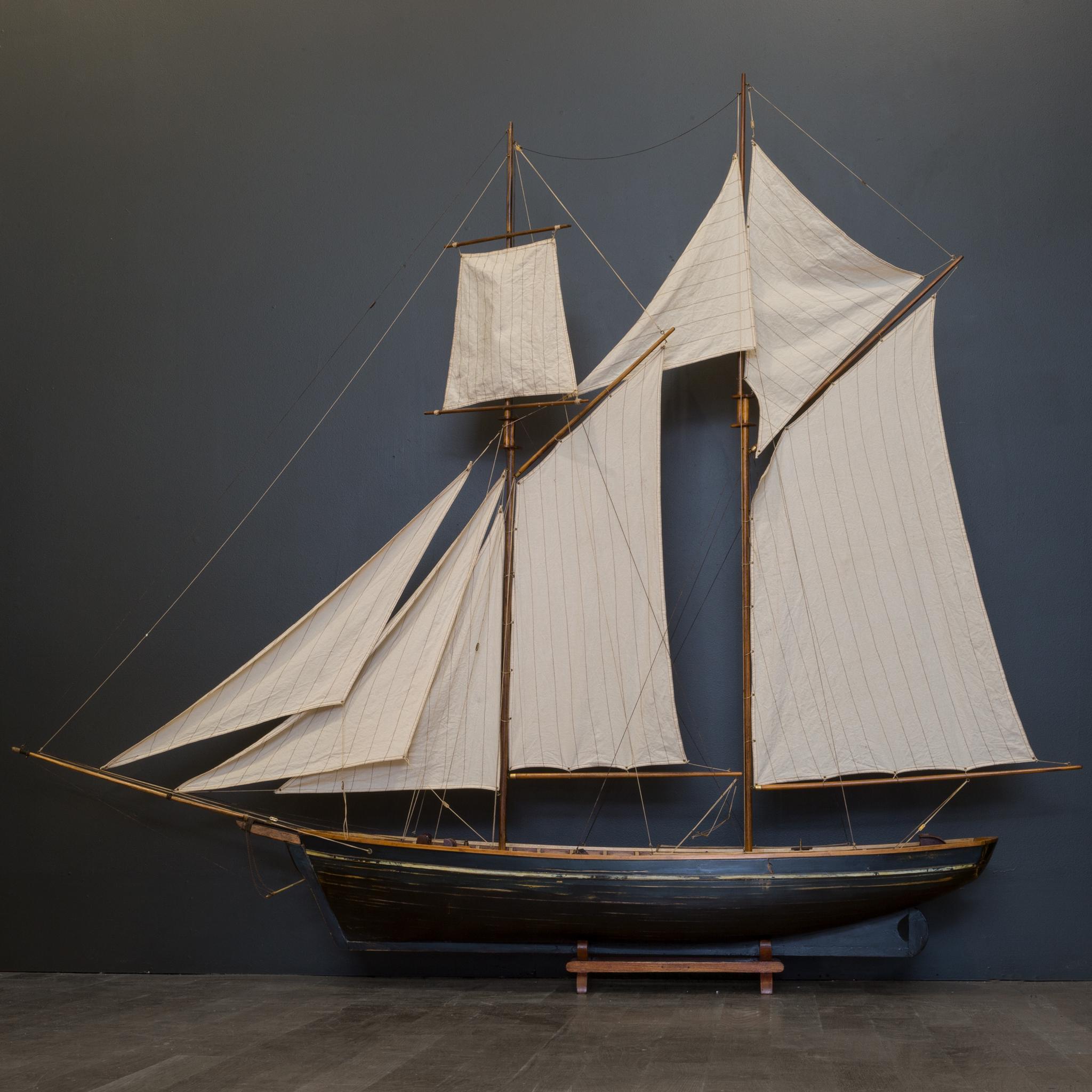American Early 20th Century Wood and Brass Monumental Ship Model, circa 1940s