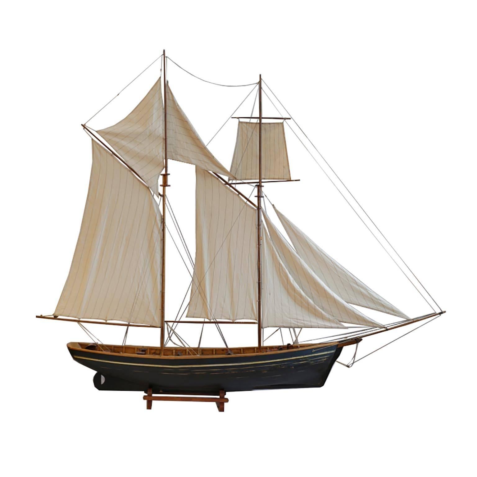 Early 20th Century Wood and Brass Monumental Ship Model, circa 1940s 1