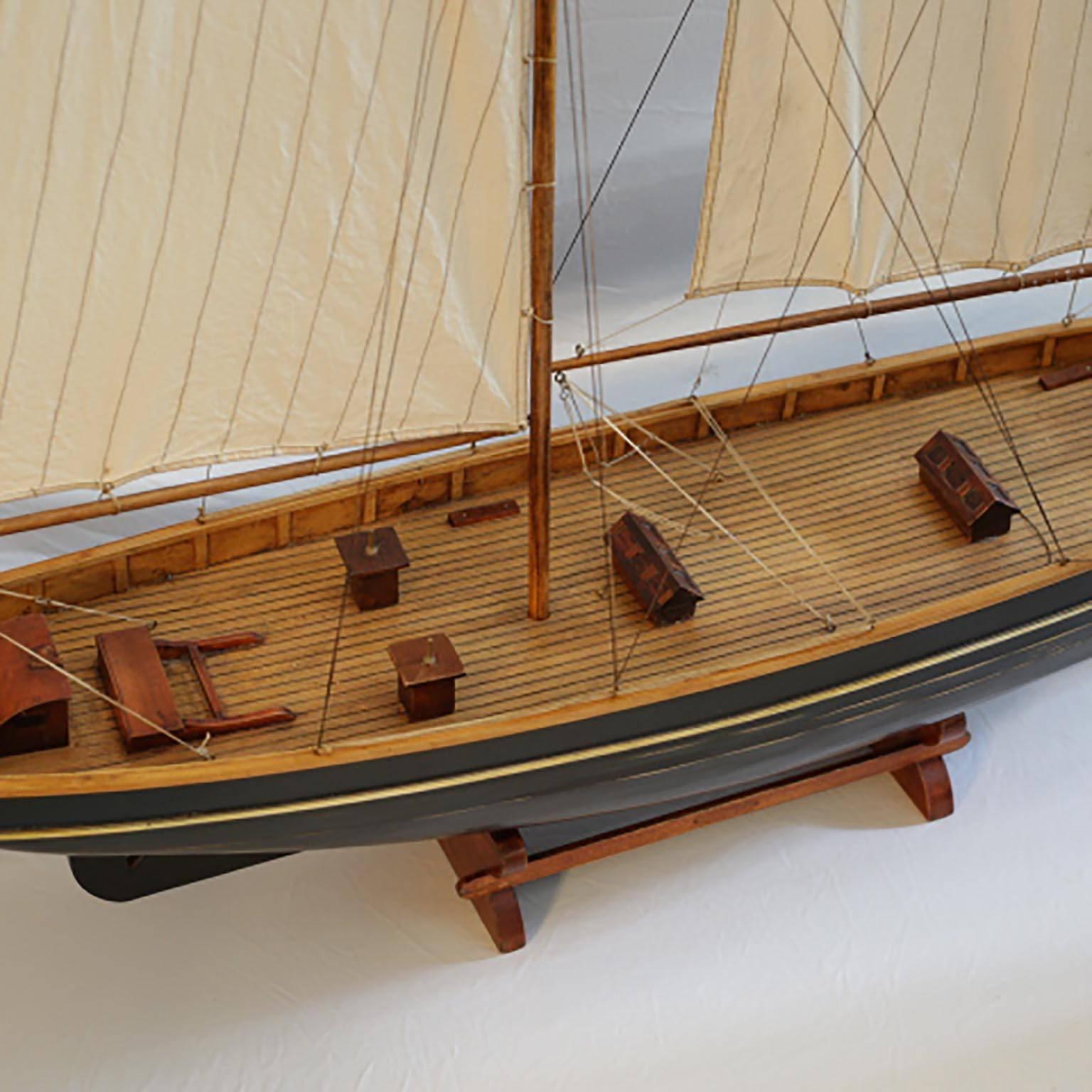 Early 20th Century Wood and Brass Monumental Ship Model, circa 1940s 2