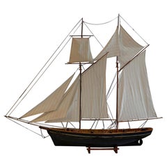 Antique Early 20th Century Wood and Brass Monumental Ship Model, circa 1940s