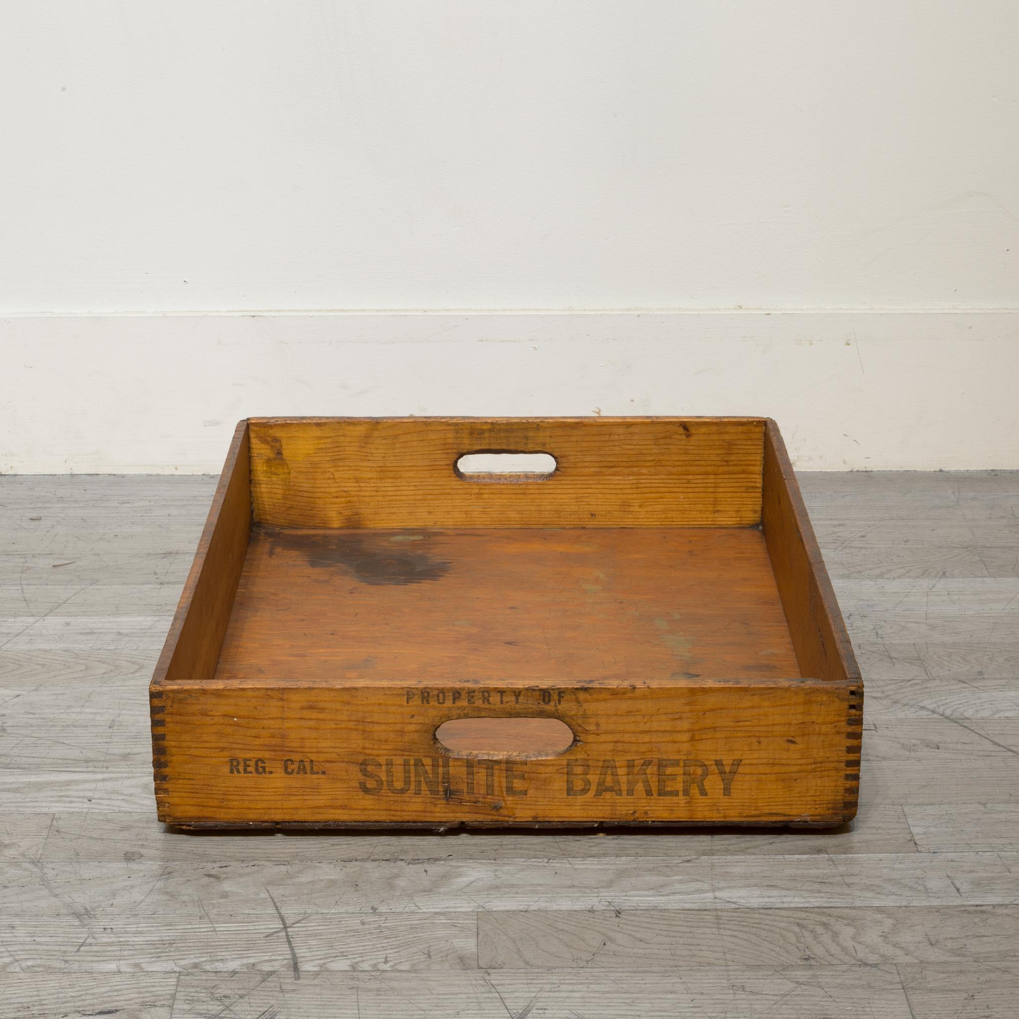 Industrial Early 20th Century Wooden Baker's Bread Tray with Dovetail Joints