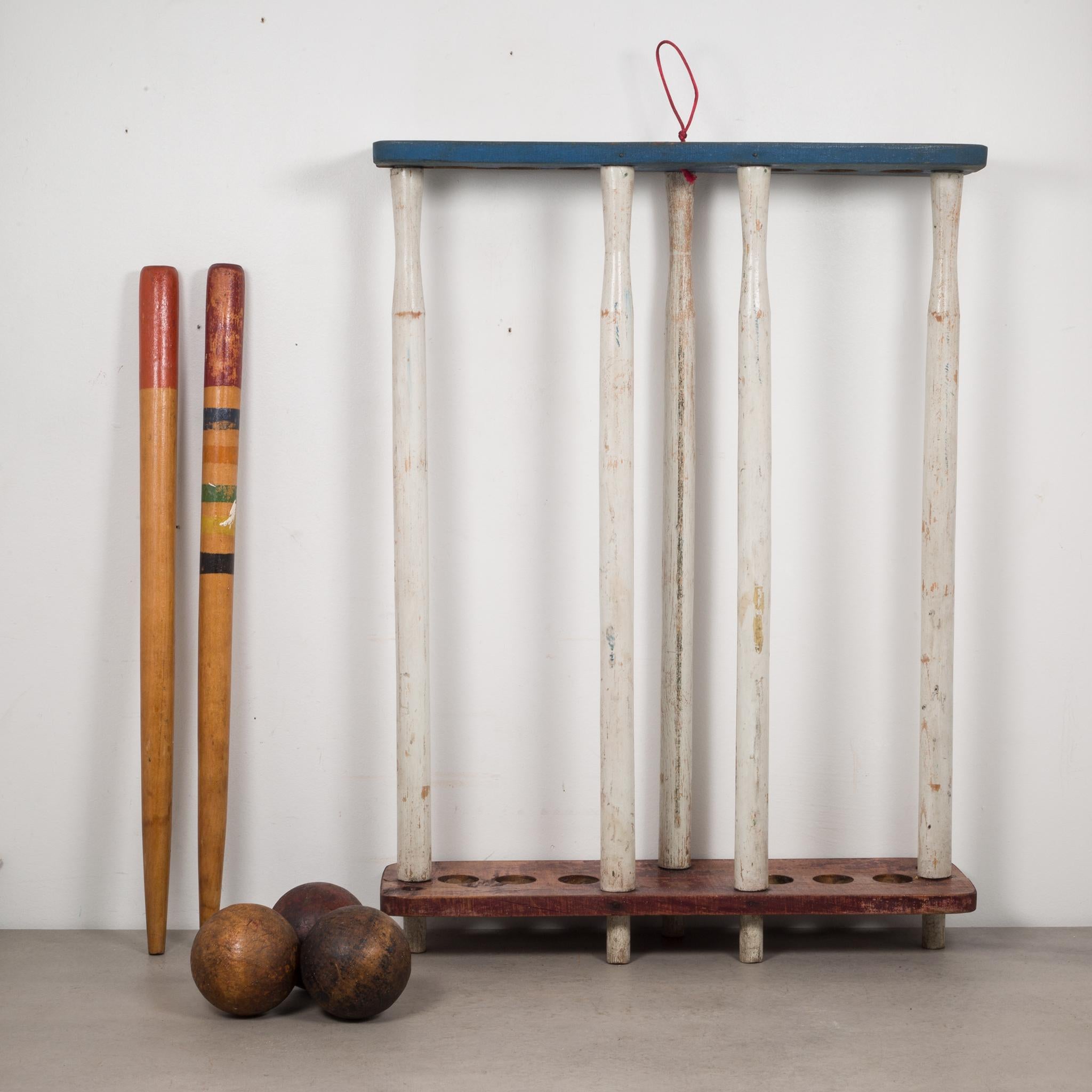 Industrial Early 20th Century Wooden Croquet Set, circa 1940