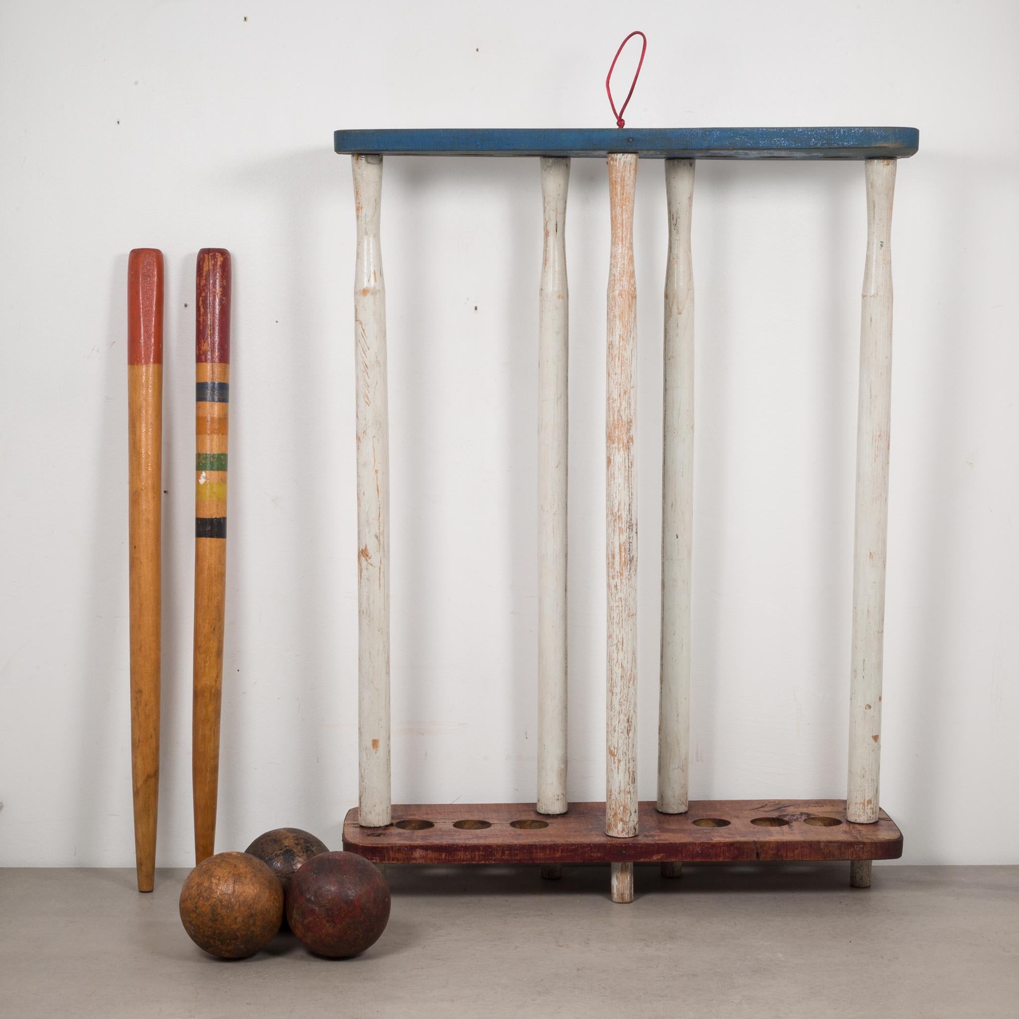 Early 20th Century Wooden Croquet Set, circa 1940 In Good Condition In San Francisco, CA