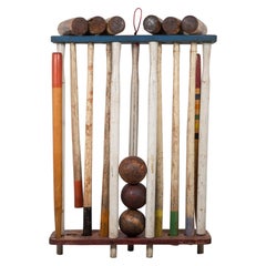 Used Early 20th Century Wooden Croquet Set, circa 1940