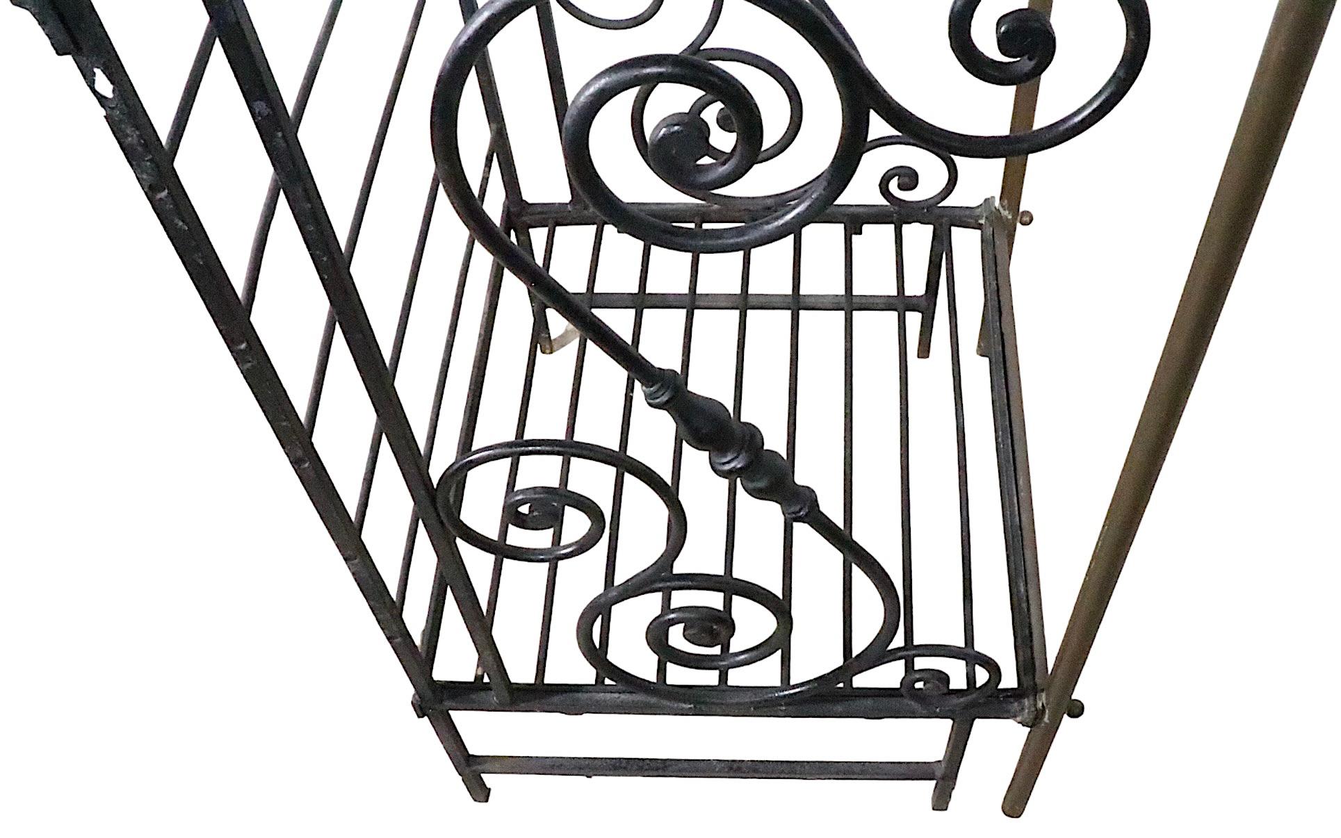 Early 20th Century Wrought Iron and Brass  French Bakers Rack Wrought For Sale 7