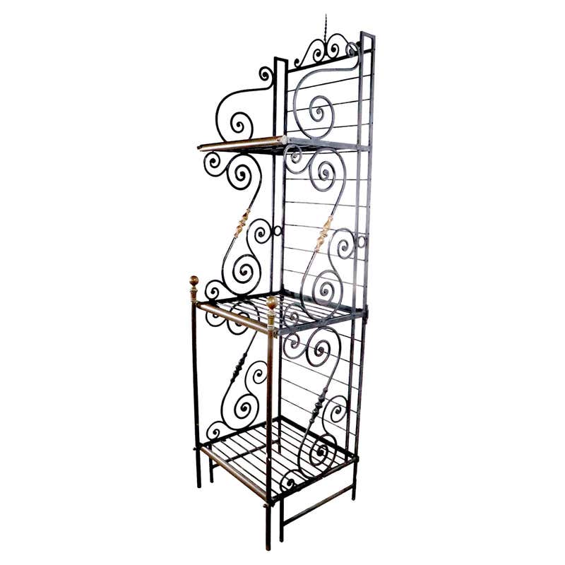 Large French Bakers Rack Wrought Iron and Brass Vintage by Perfit Fils ...