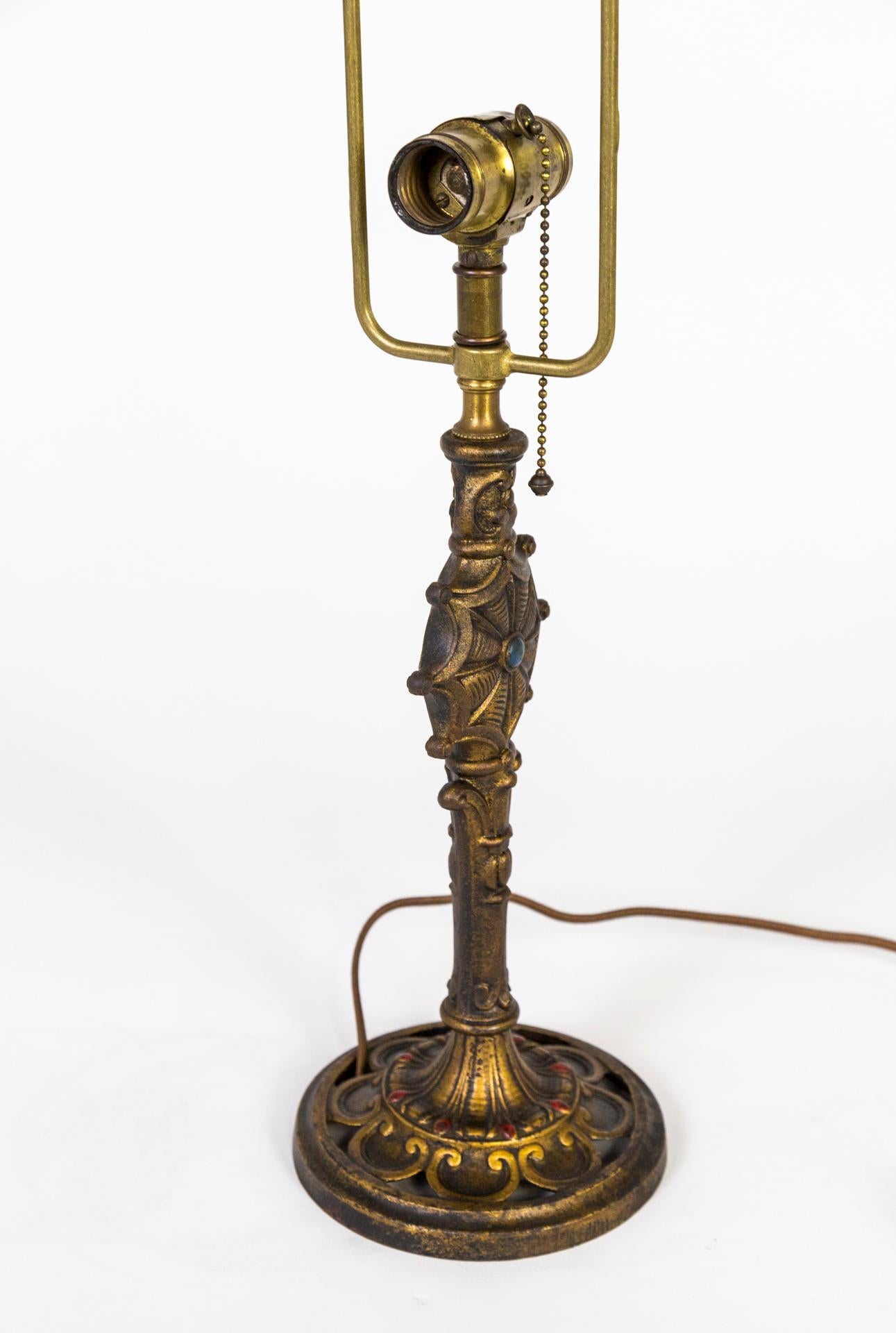 Early 20th Cent. Cast Brass Table Lamp w/ Spider Web For Sale 4
