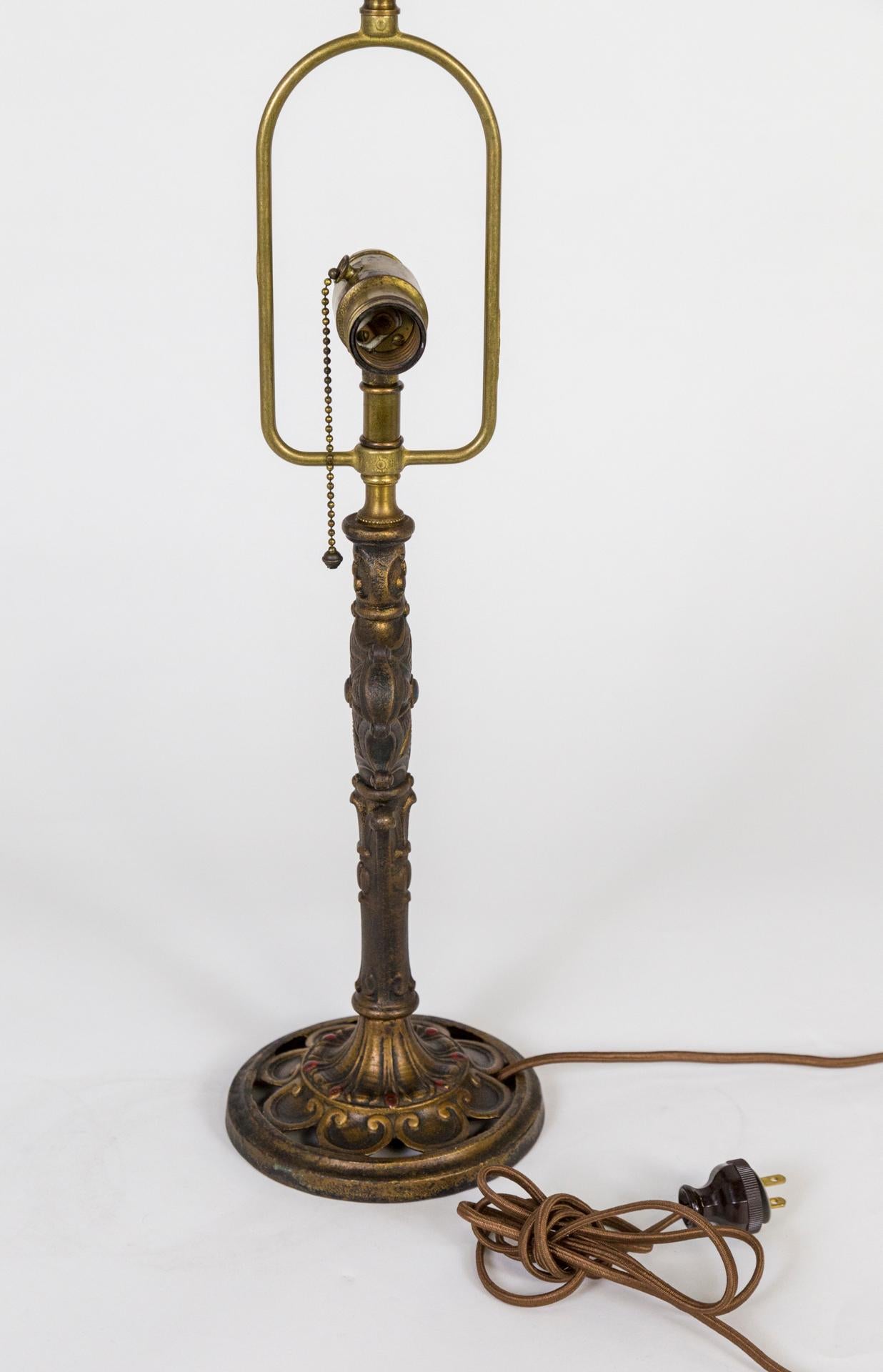 Early 20th Cent. Cast Brass Table Lamp w/ Spider Web For Sale 2
