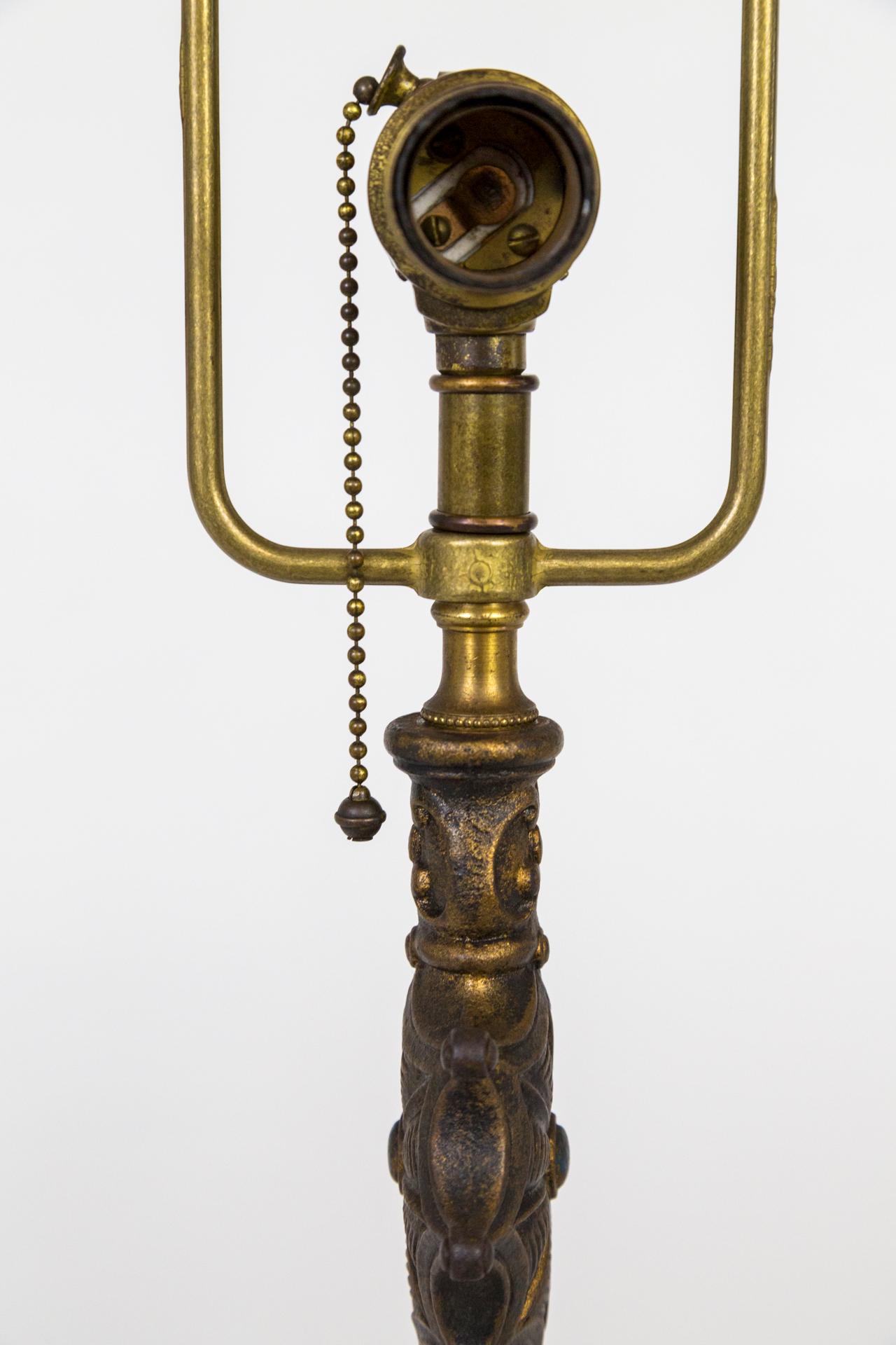 Early 20th Cent. Cast Brass Table Lamp w/ Spider Web For Sale 3