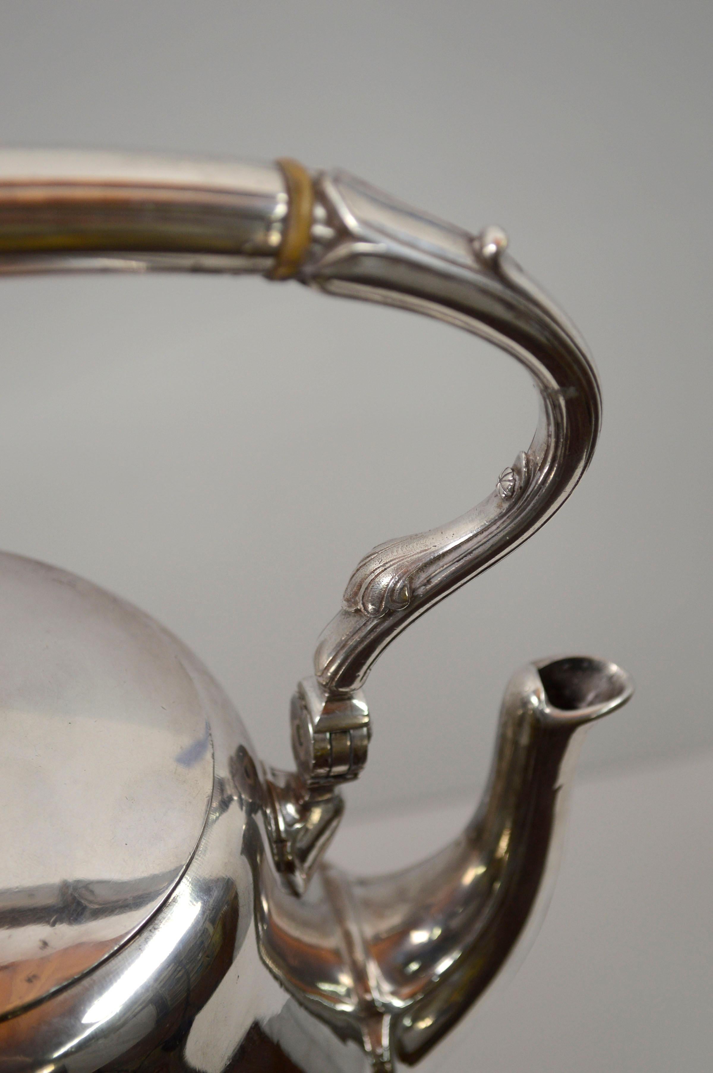 Early 20th Cent. Christofle Hotel Metropole Silver Plated Tilting Teapot & Stand In Good Condition In Soquel, CA